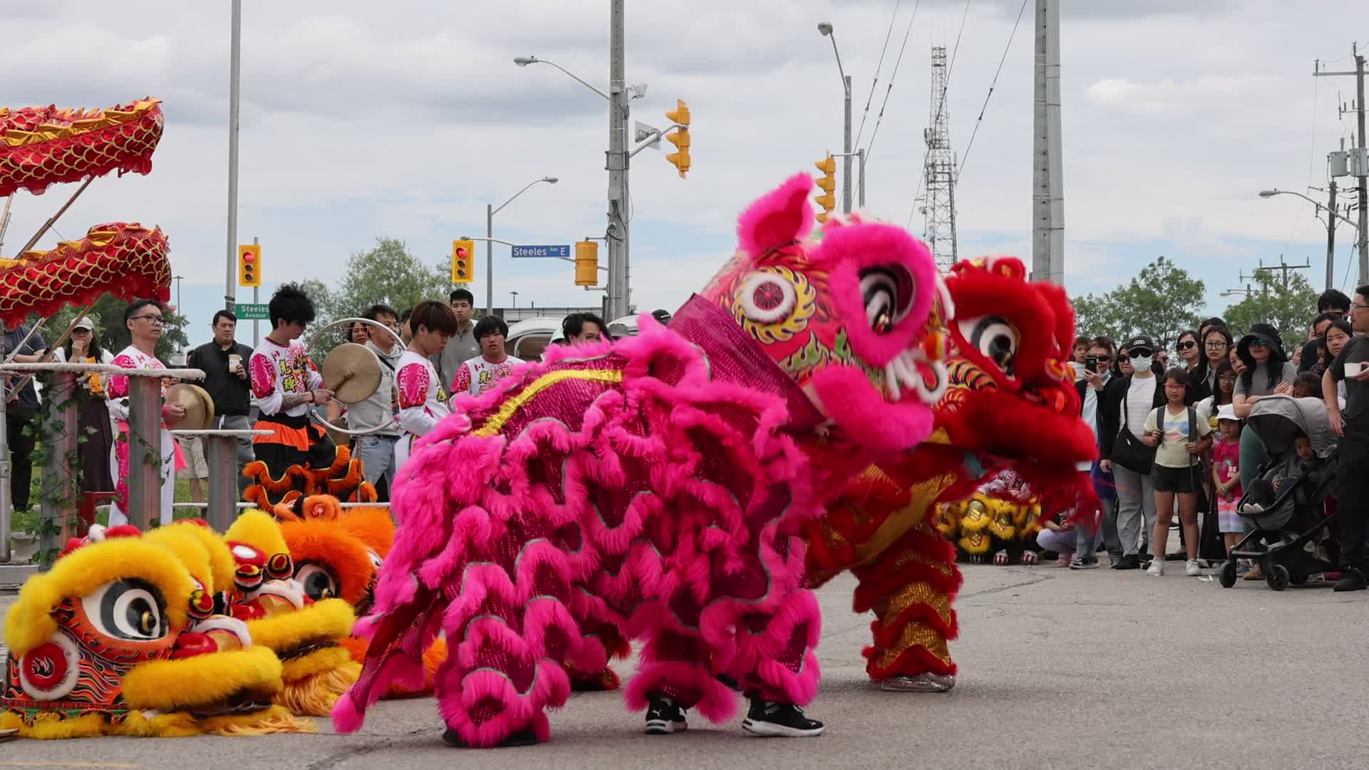 Chinese high pole lion dance in Markham