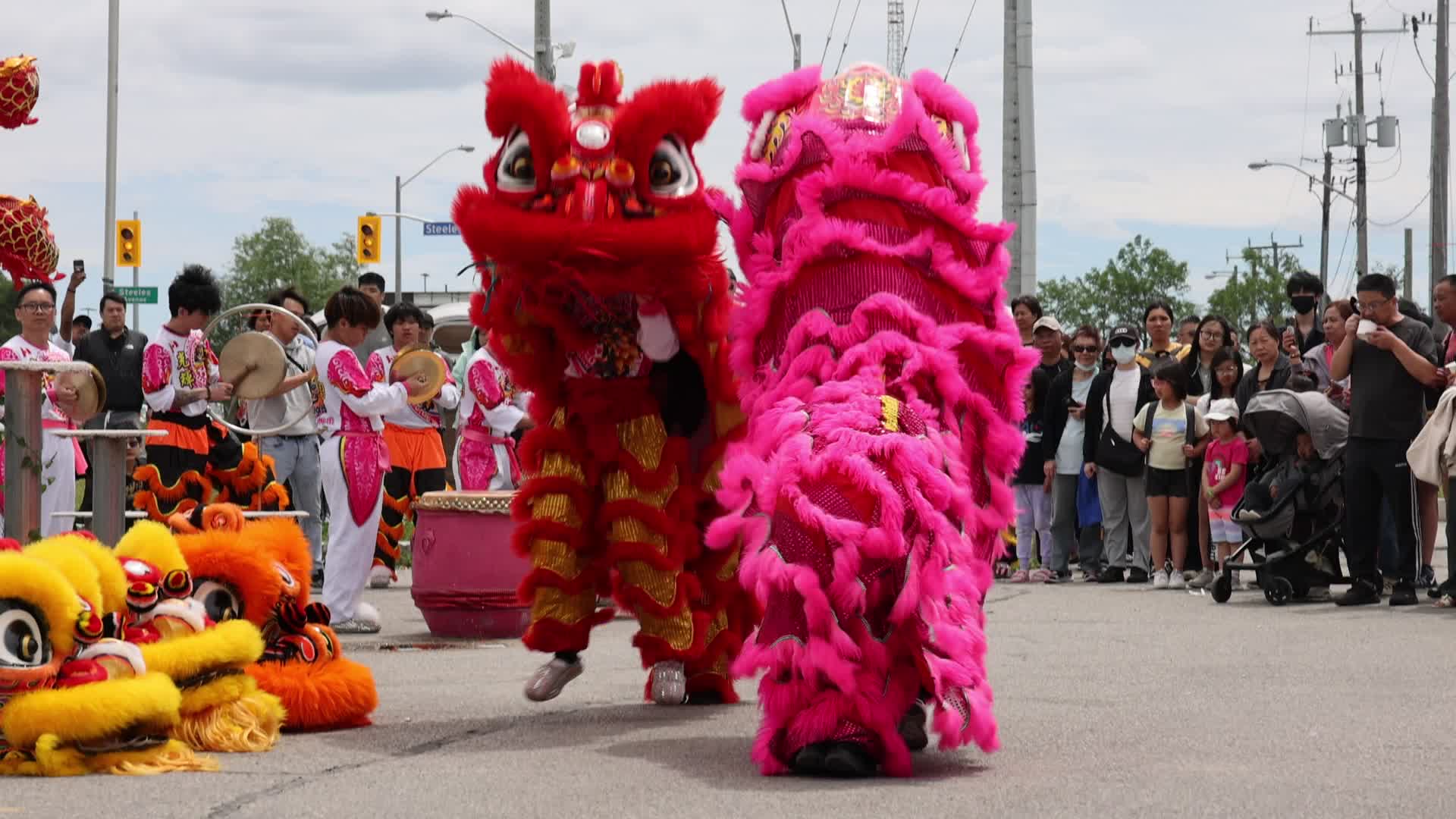 Chinese high pole lion dance in Markham
