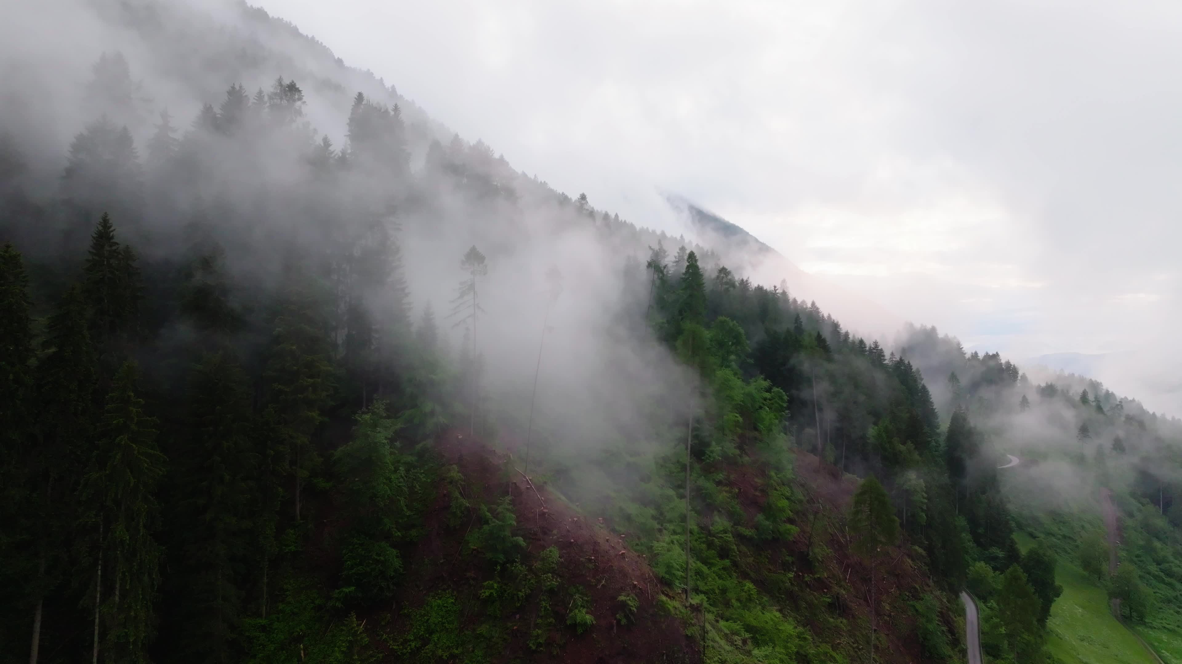 Drone View Of Alpine Valley near Bolzano, Italy