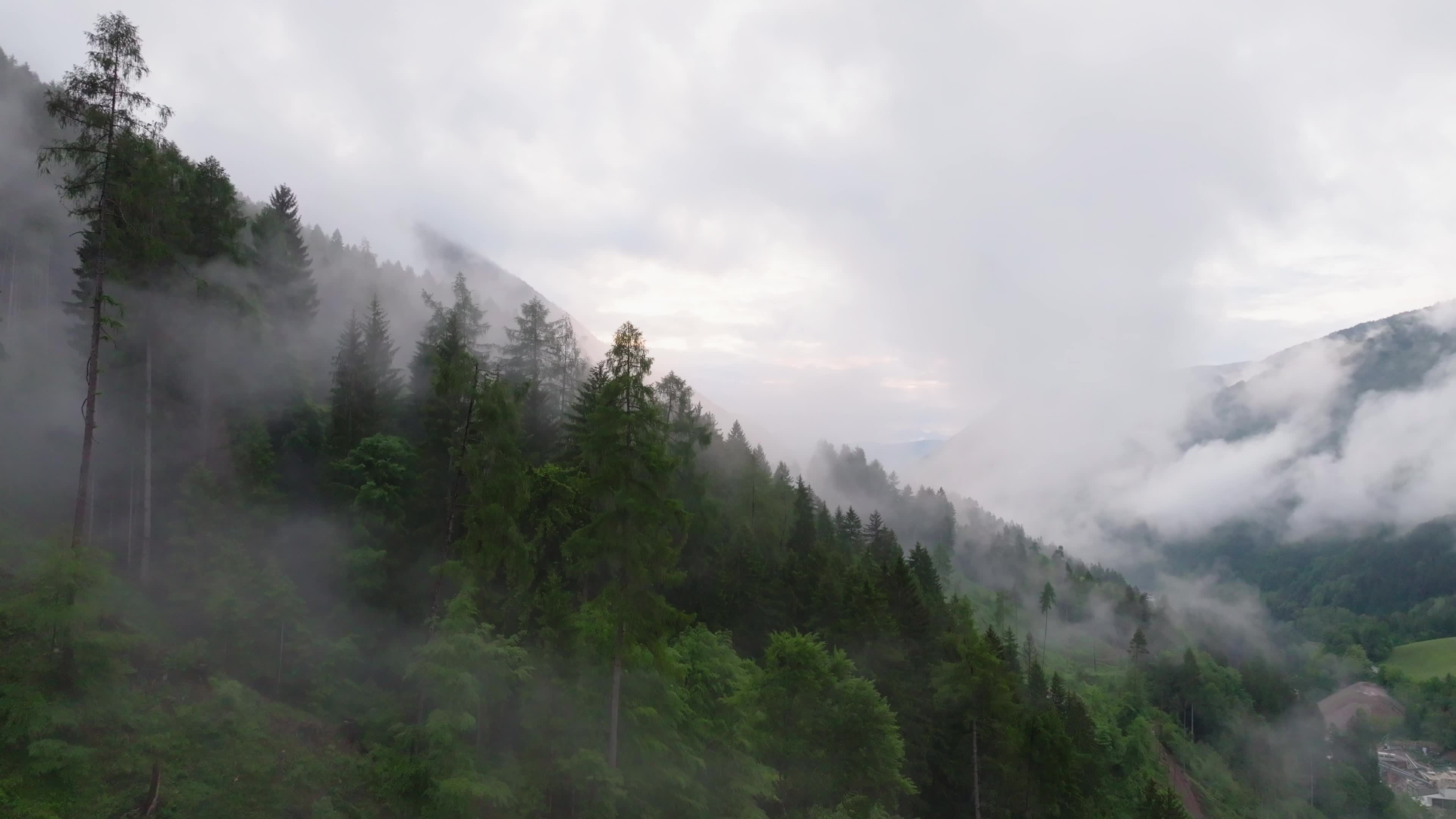 Drone View Of Alpine Valley near Bolzano, Italy