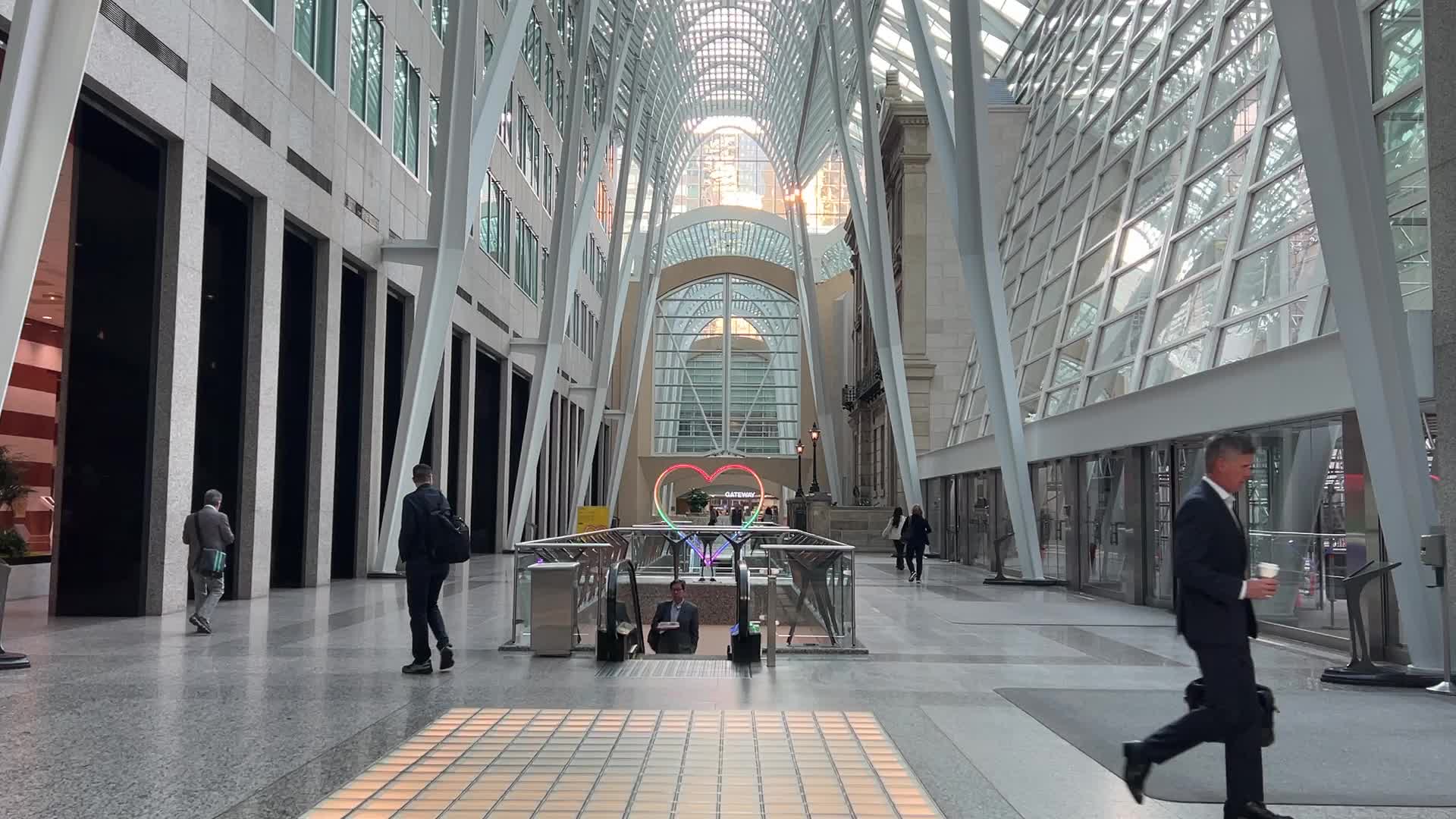 Rainbow heart on display during Pride Month at Brookfield Place