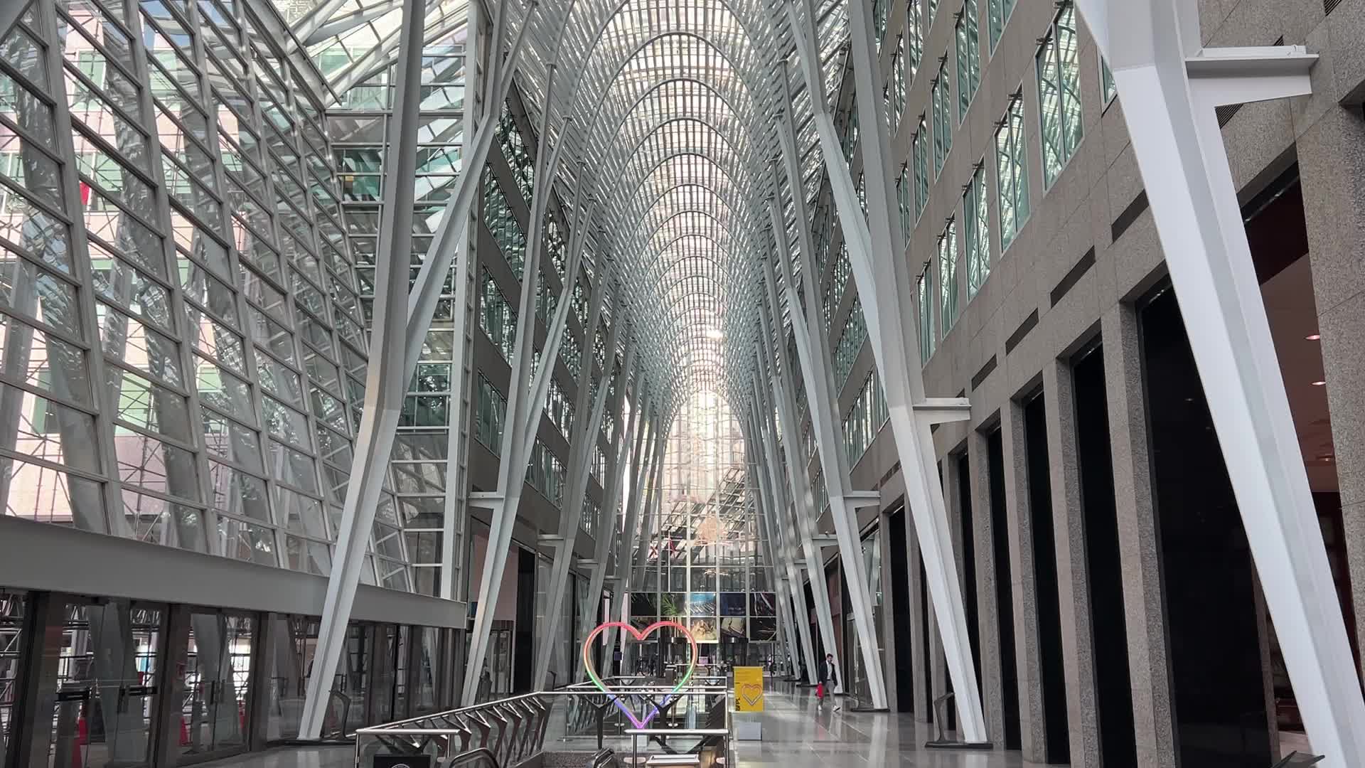 Rainbow heart on display during Pride Month at Brookfield Place