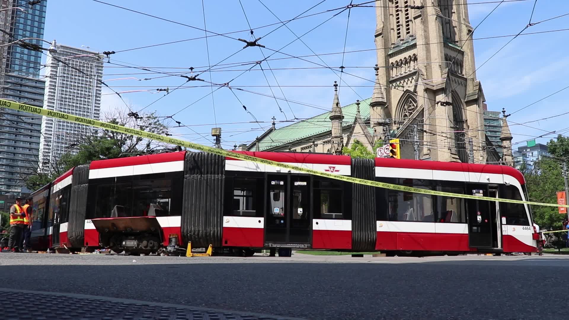 TTC streetcar stuck in Toronto, Canada