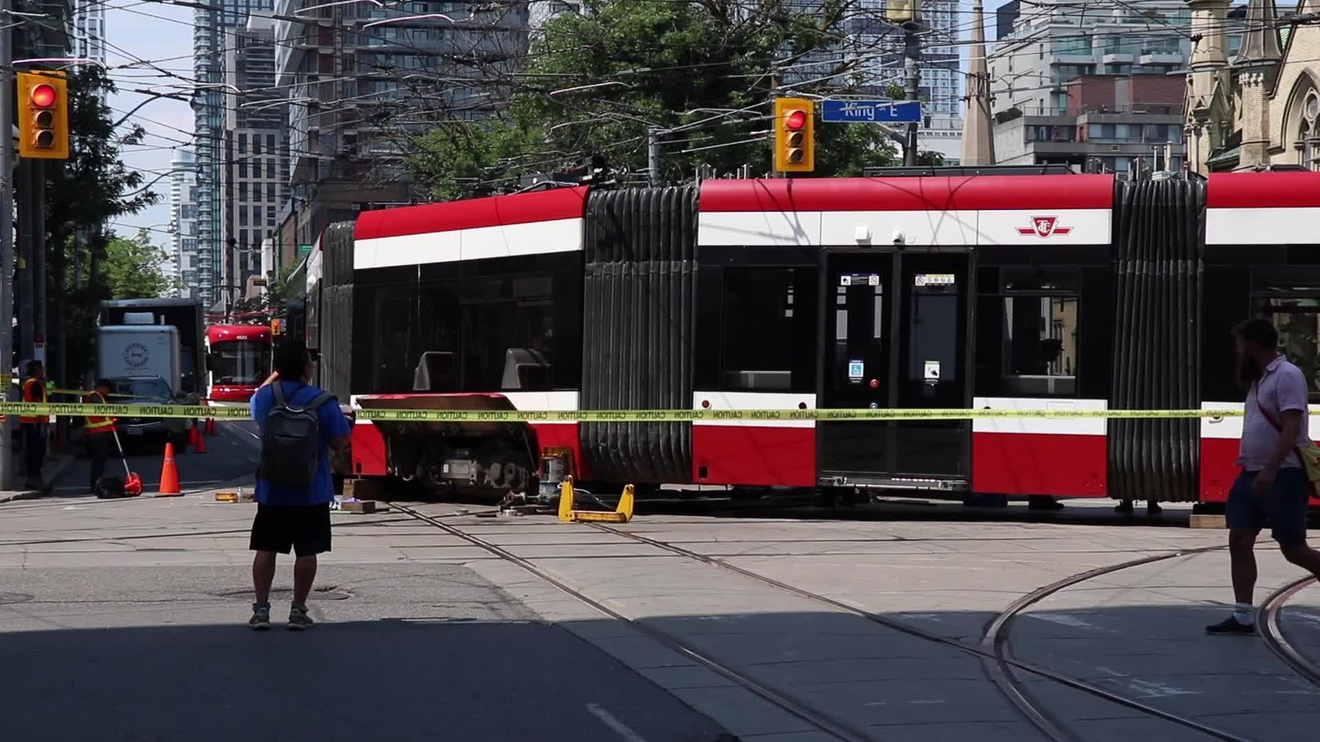 TTC streetcar stuck in Toronto, Canada