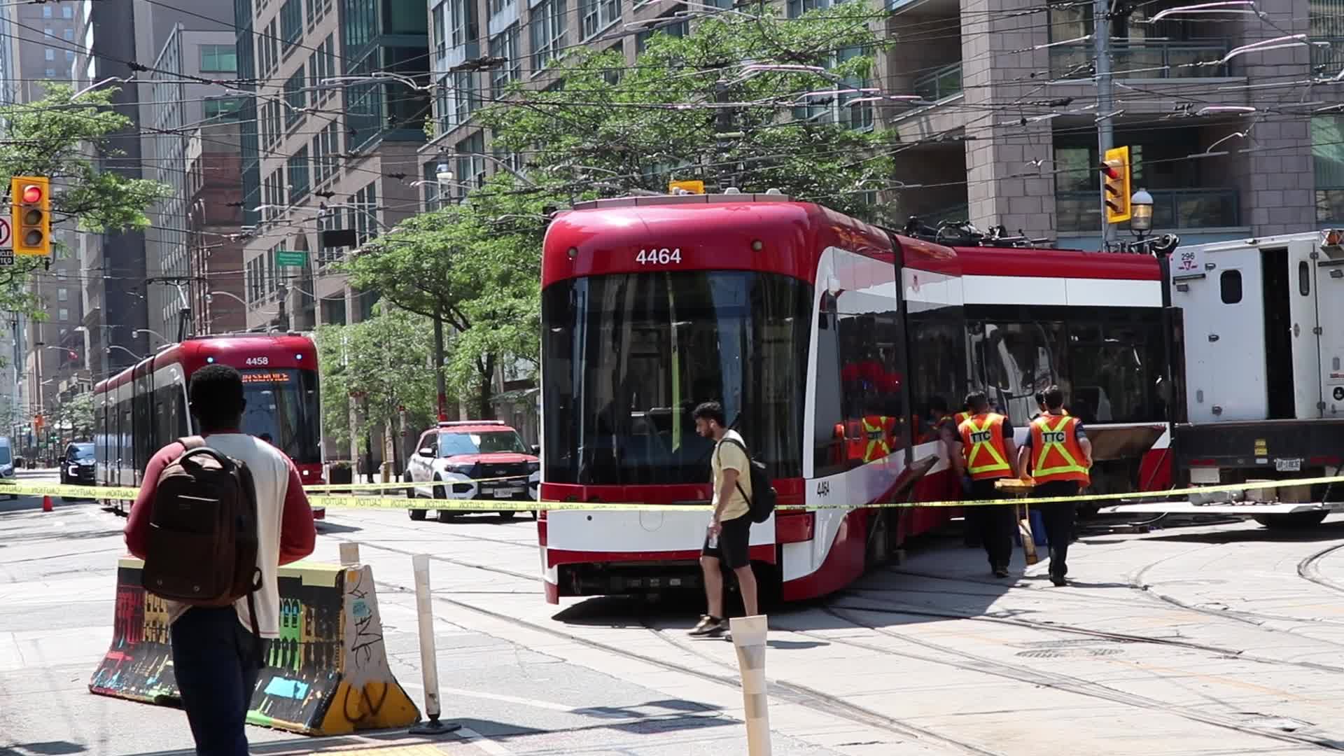 TTC streetcar stuck in Toronto, Canada