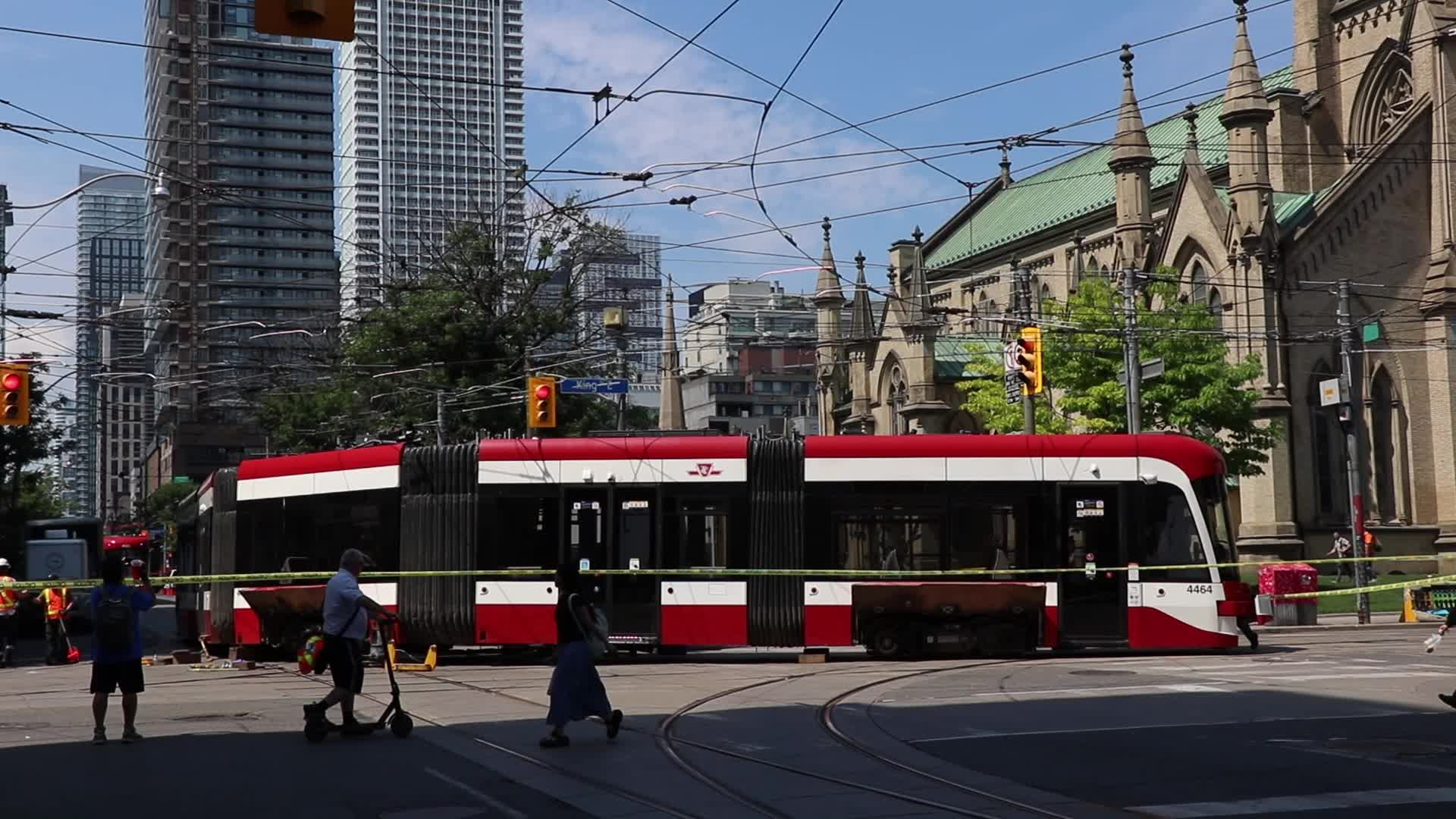 TTC streetcar stuck in Toronto, Canada