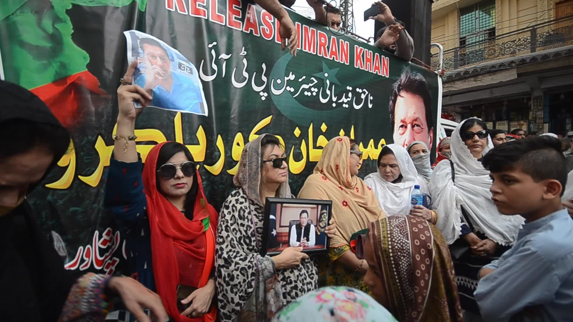 PTI party supporters rally for the release of former PM Imran Khan in Peshawar 