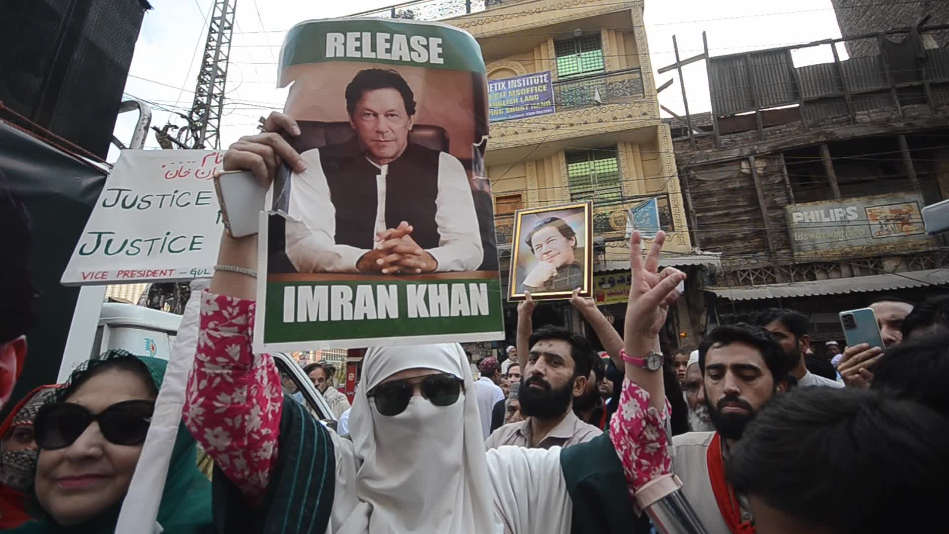 PTI party supporters rally for the release of former PM Imran Khan in Peshawar 