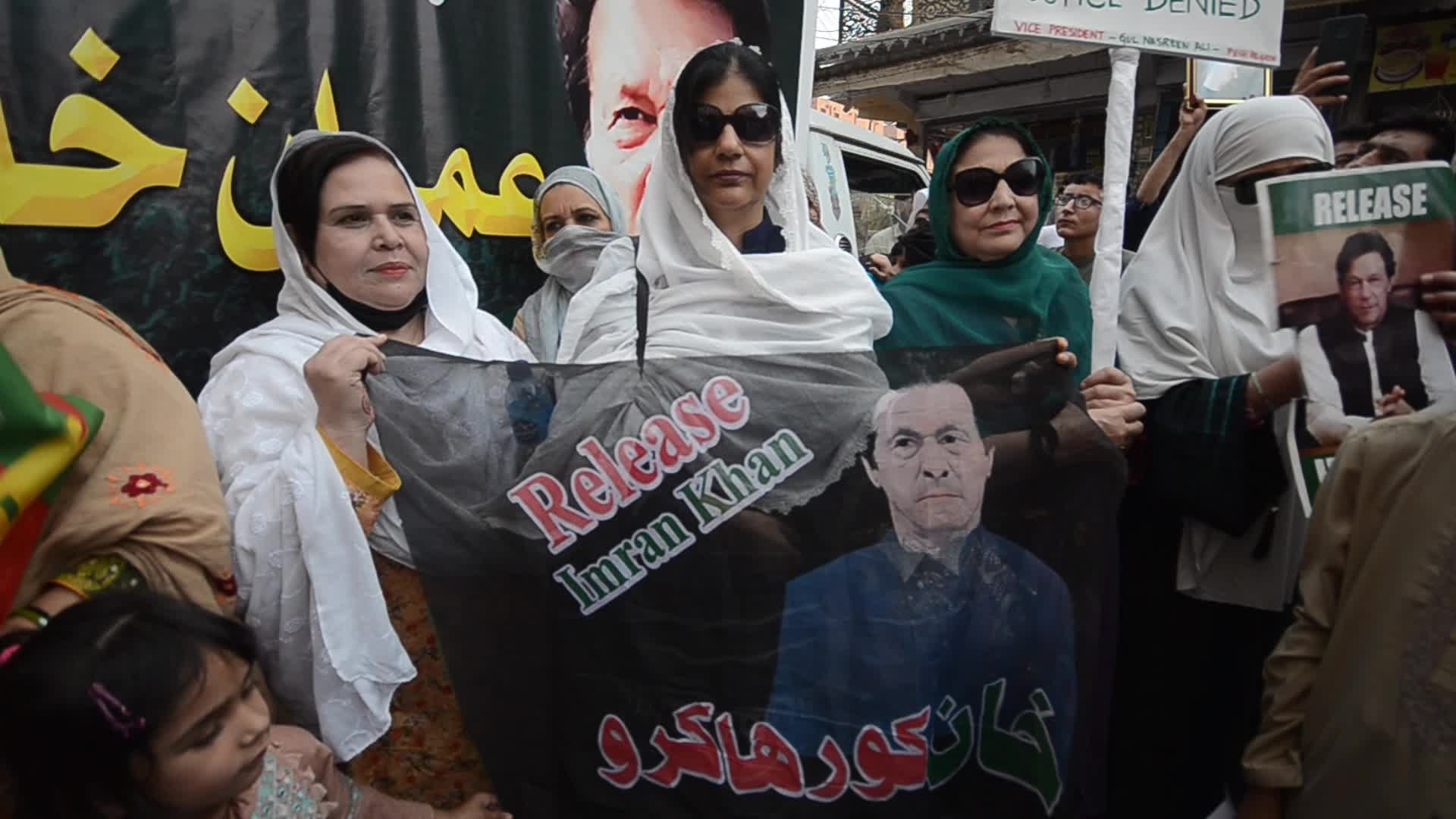 PTI party supporters rally for the release of former PM Imran Khan in Peshawar 
