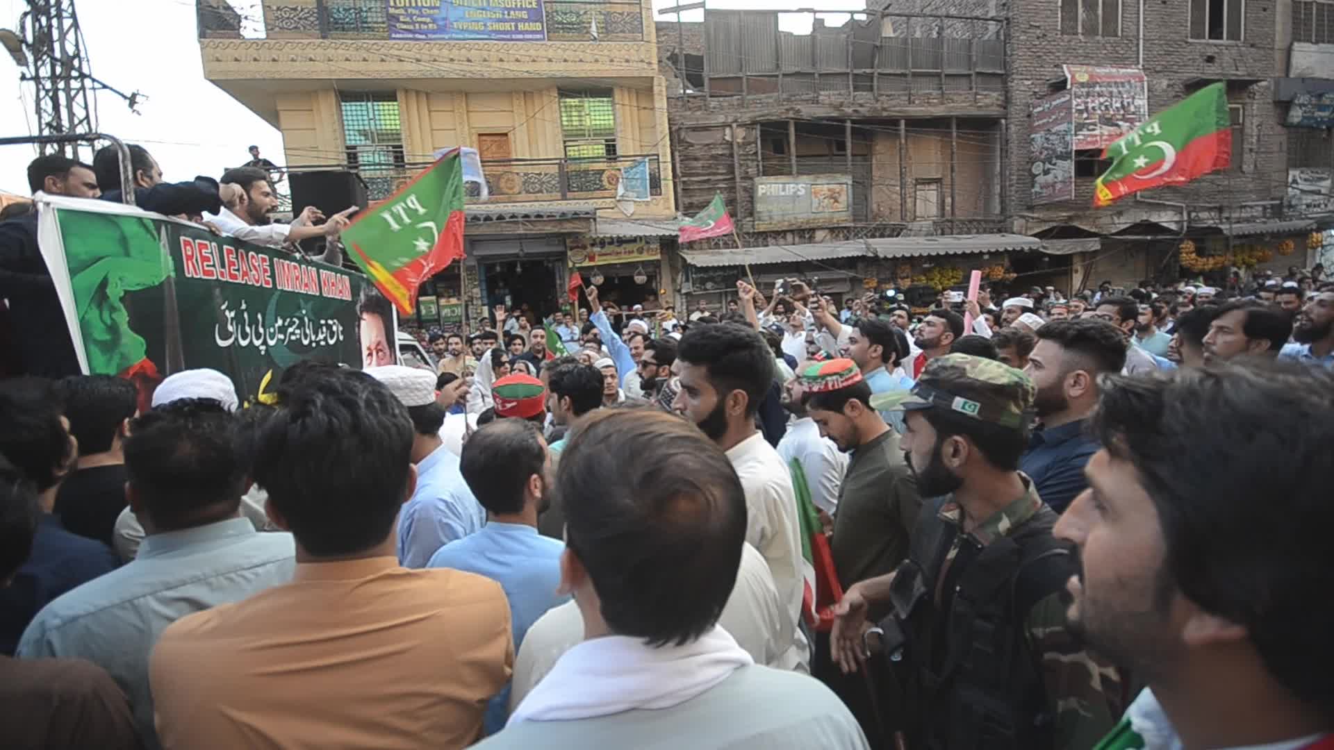 PTI party supporters rally for the release of former PM Imran Khan in Peshawar 