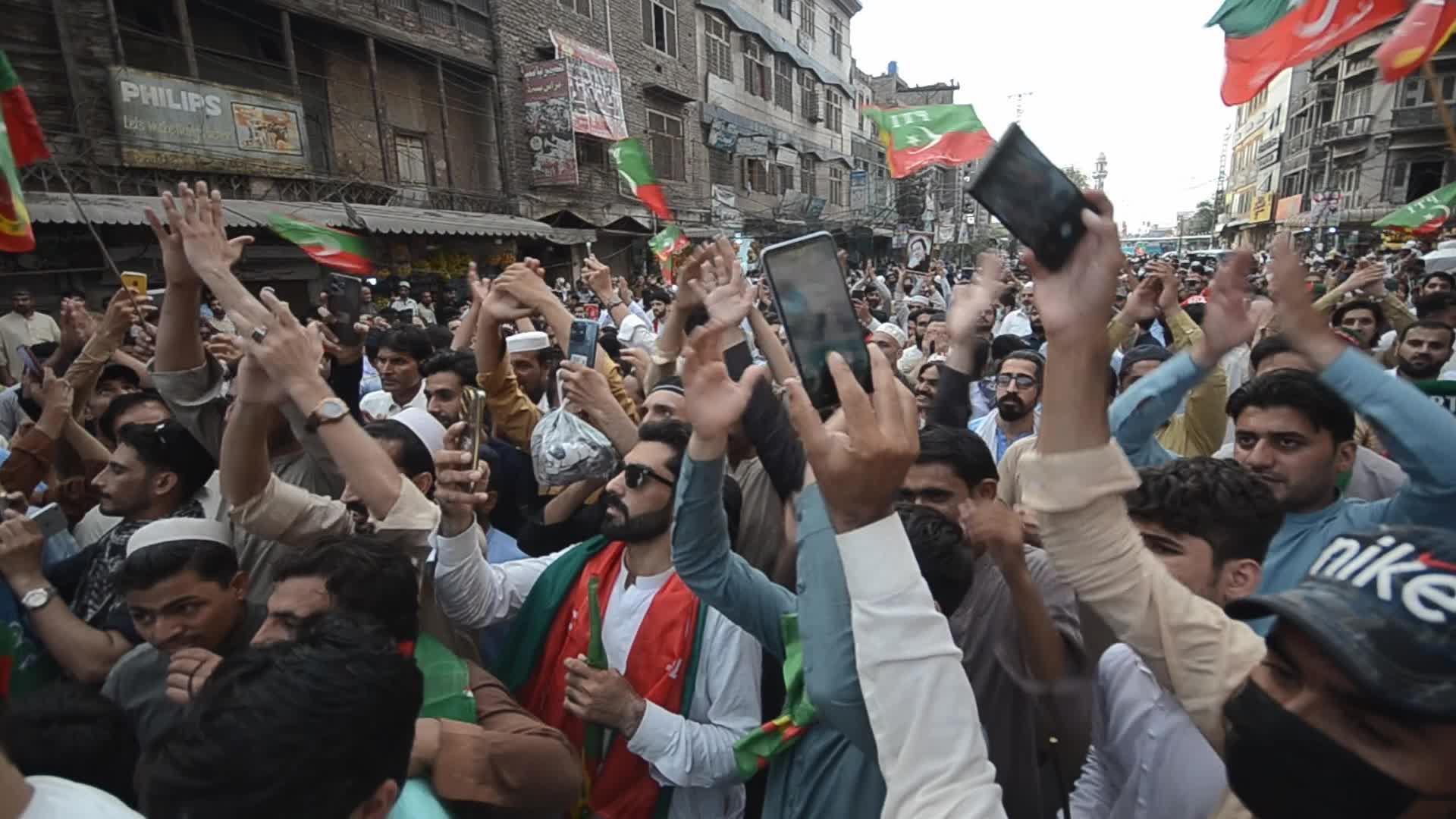 PTI party supporters rally for the release of former PM Imran Khan in Peshawar 