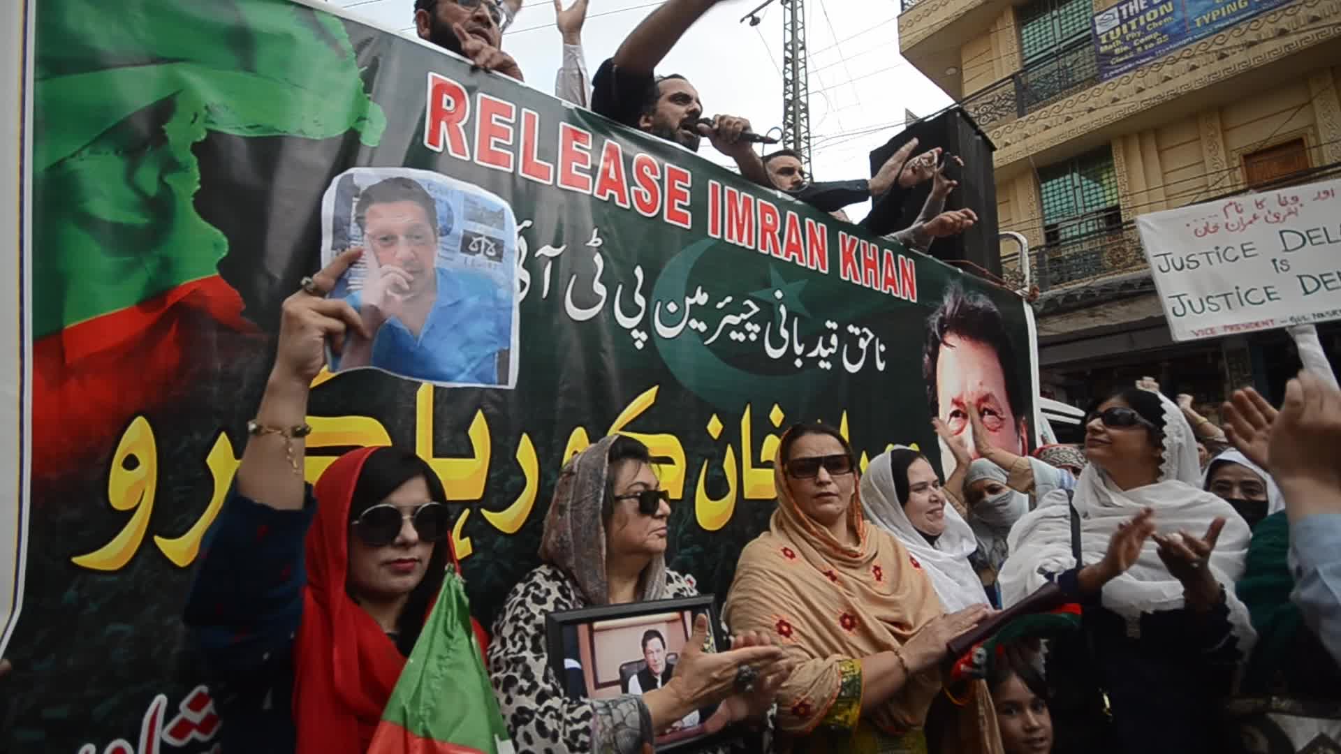 PTI party supporters rally for the release of former PM Imran Khan in Peshawar 