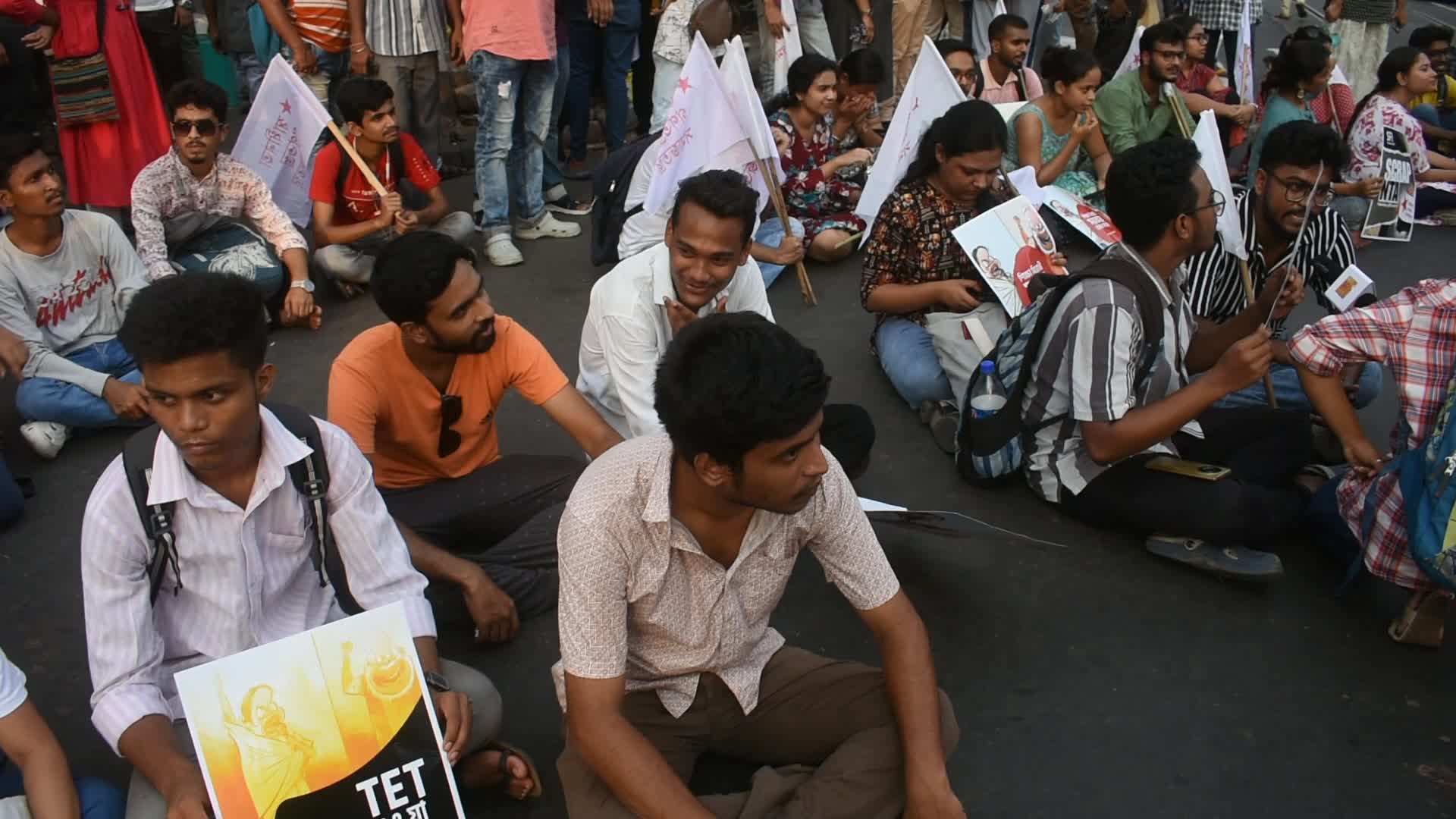 Students protest against medical entrance exam scam in India.