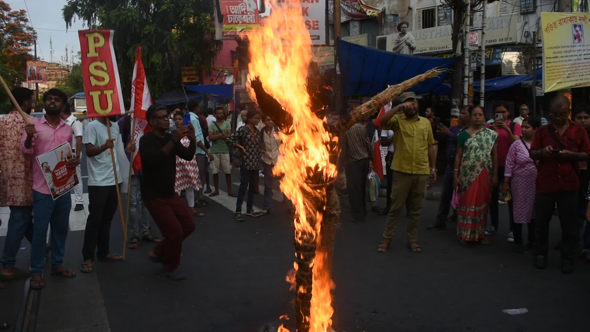 Students protest against medical entrance exam scam in India.