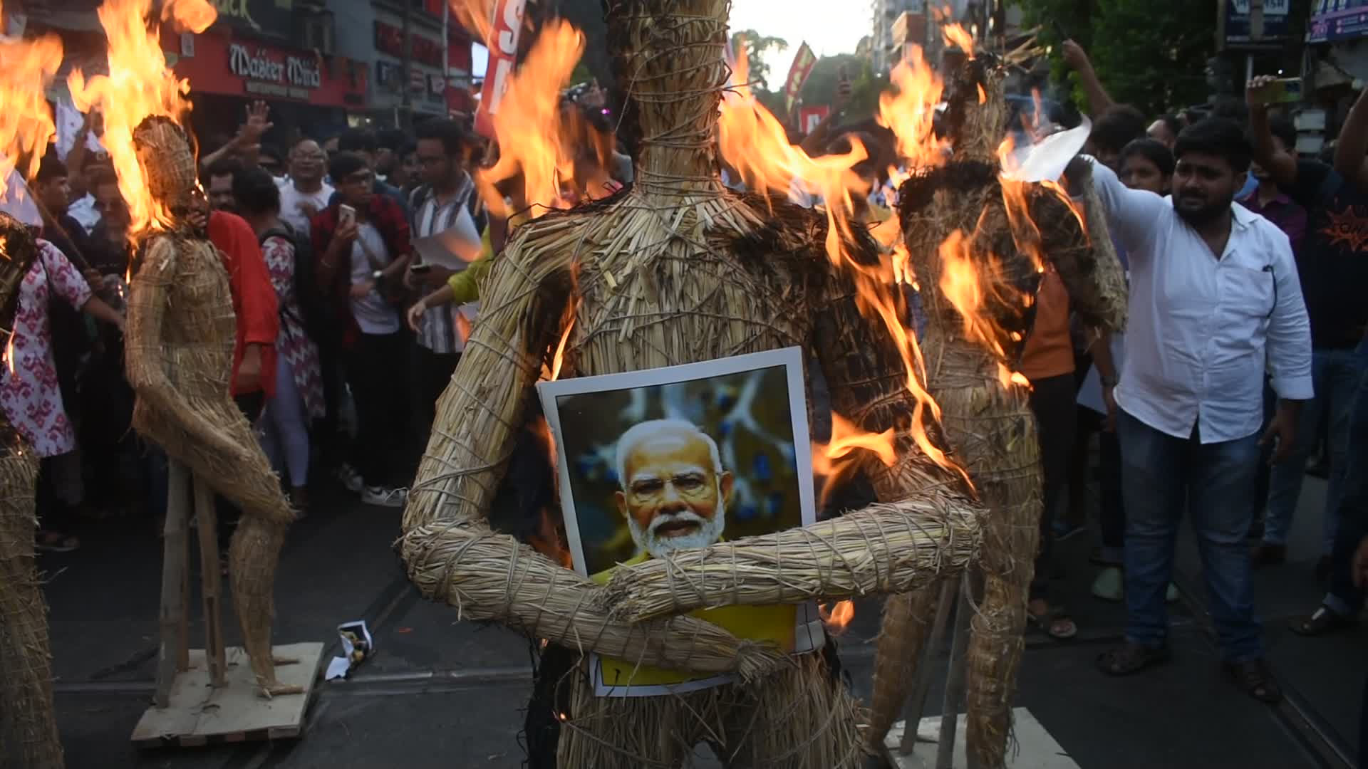 Students protest against medical entrance exam scam in India.