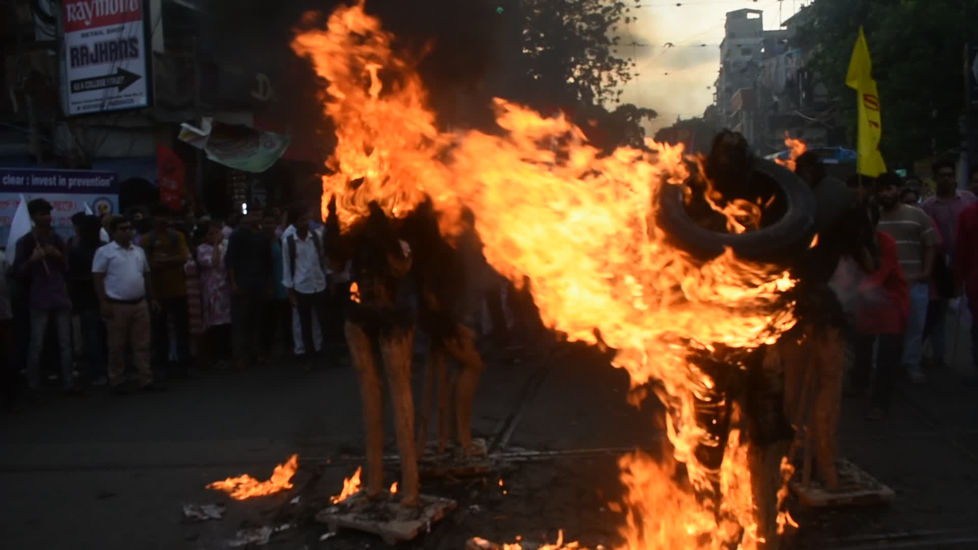 Students protest against medical entrance exam scam in India.