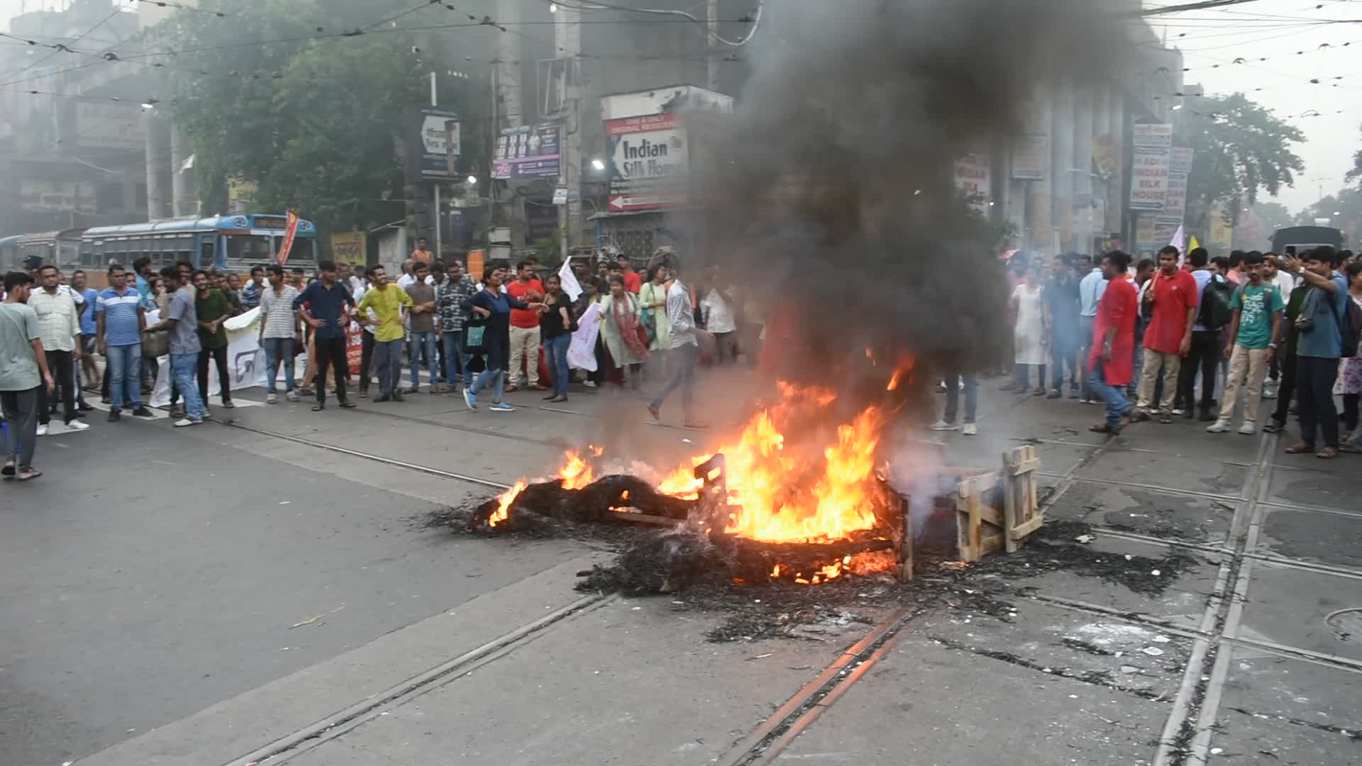 Students protest against medical entrance exam scam in India.