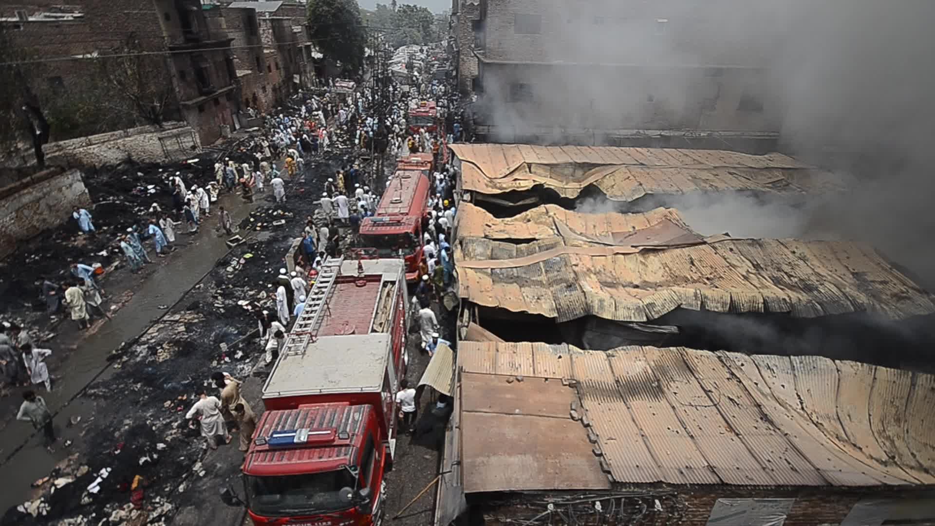 Fire at a market in Peshawar
