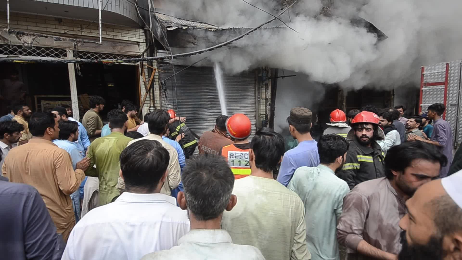 Fire at a market in Peshawar