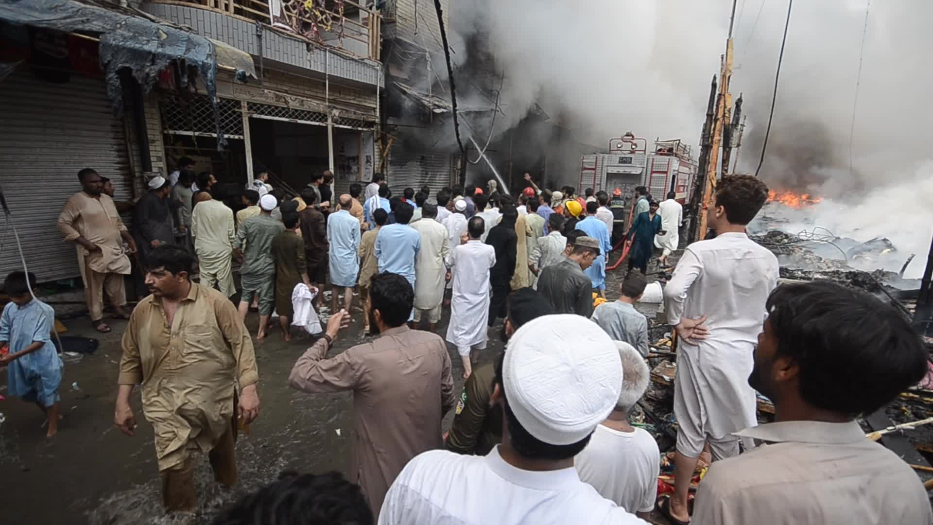 Fire at a market in Peshawar