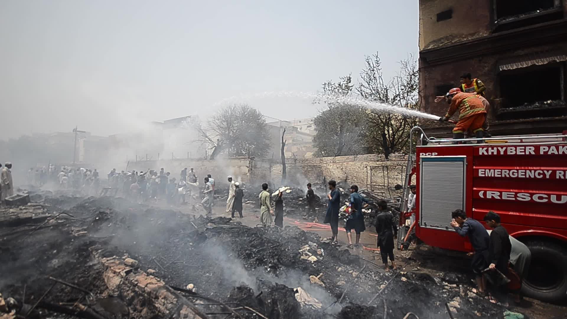 Fire at a market in Peshawar