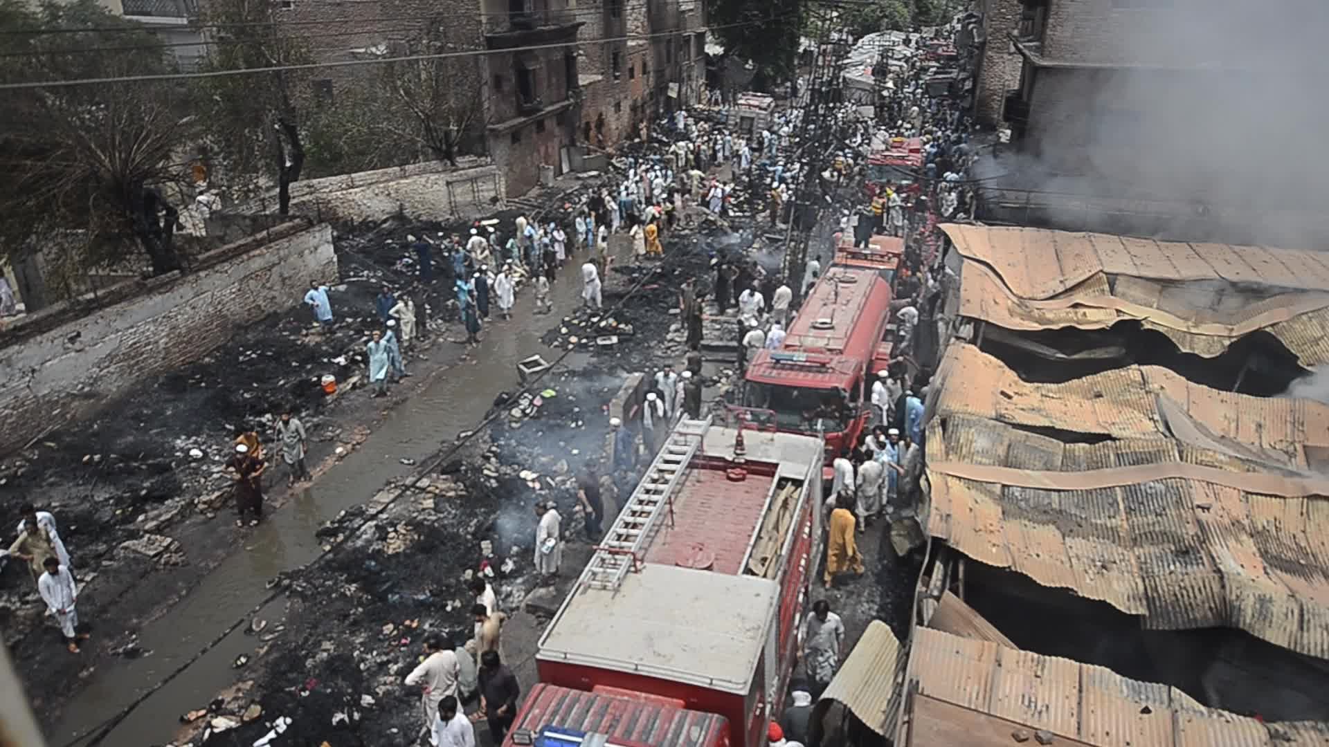 Fire at a market in Peshawar