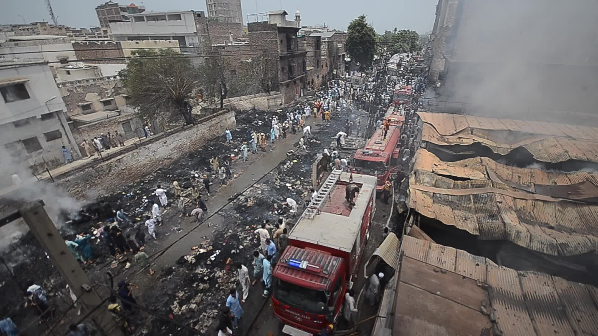 Fire at a market in Peshawar