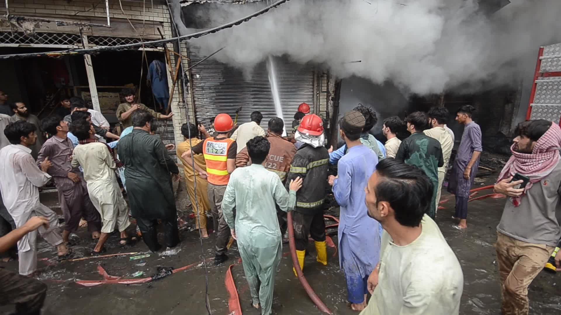 Fire at a market in Peshawar