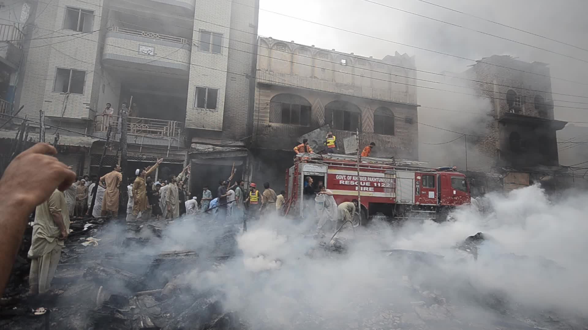 Fire at a market in Peshawar