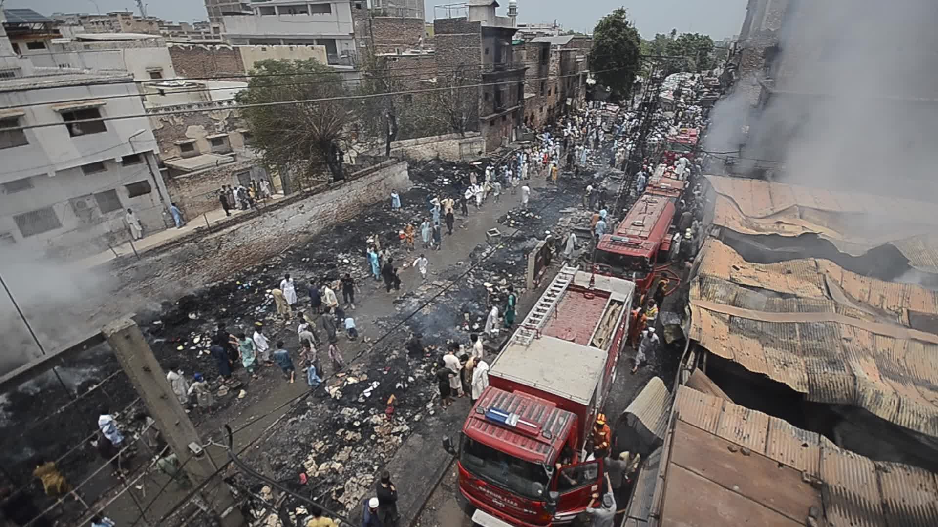 Fire at a market in Peshawar