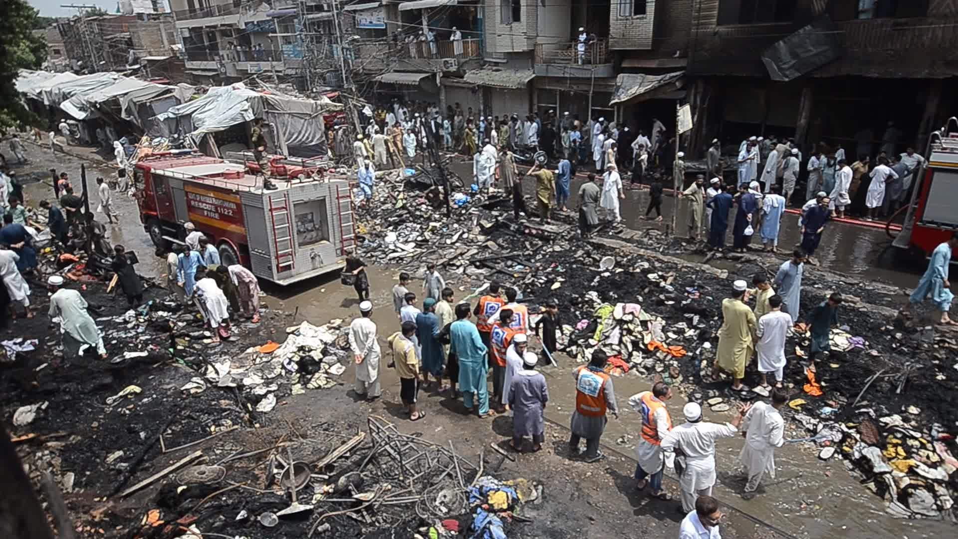 Fire at a market in Peshawar