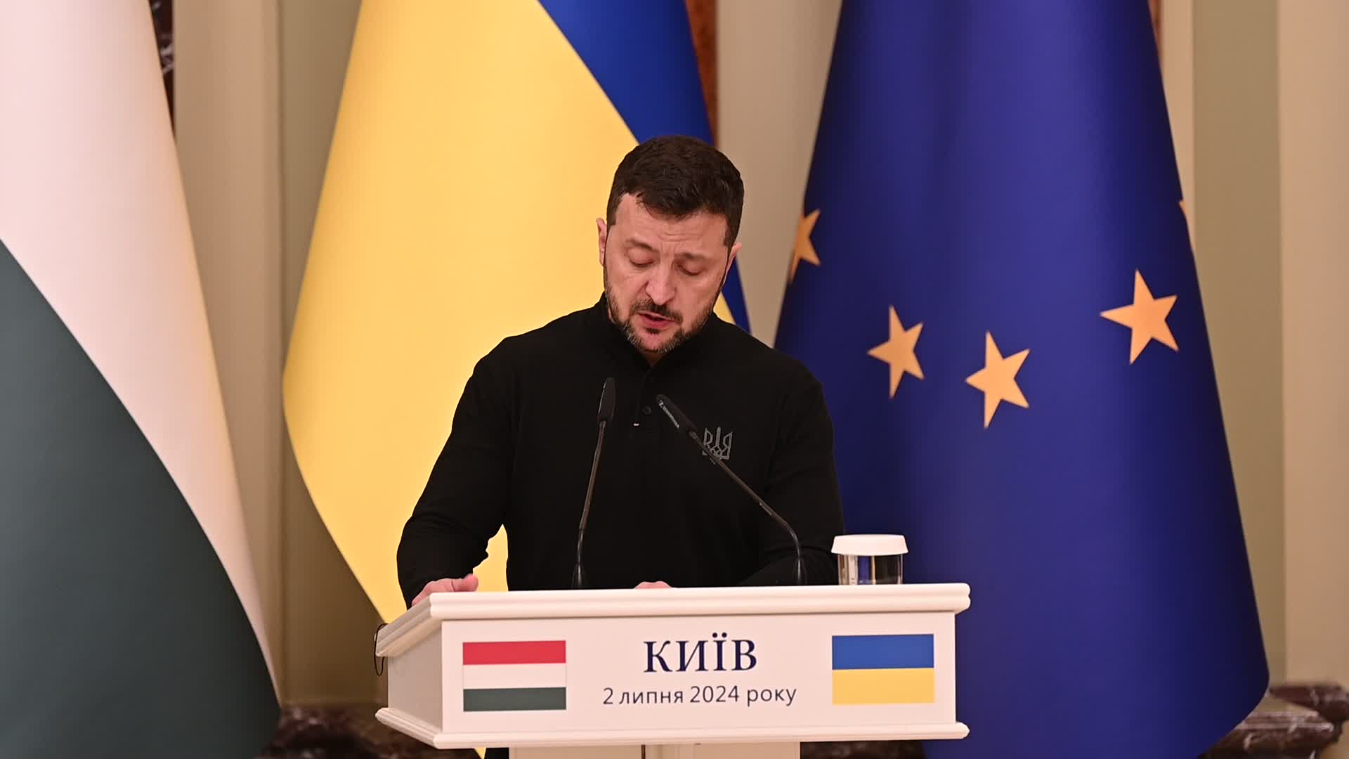 A media briefing of Prime Minister of Hungary and Ukrainian President Volodymyr Zelensky in Kyiv, amid Russia's invasion of Ukraine.