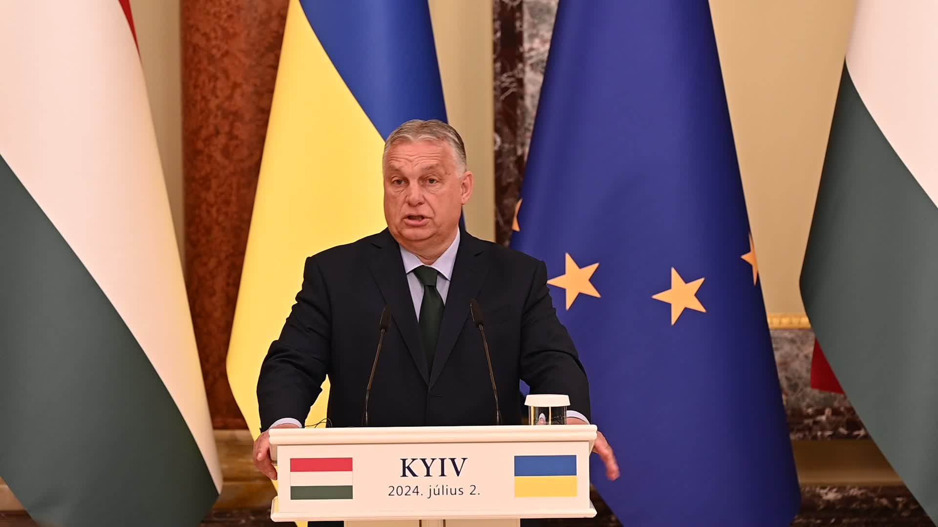 A media briefing of Prime Minister of Hungary and Ukrainian President Volodymyr Zelensky in Kyiv, amid Russia's invasion of Ukraine.