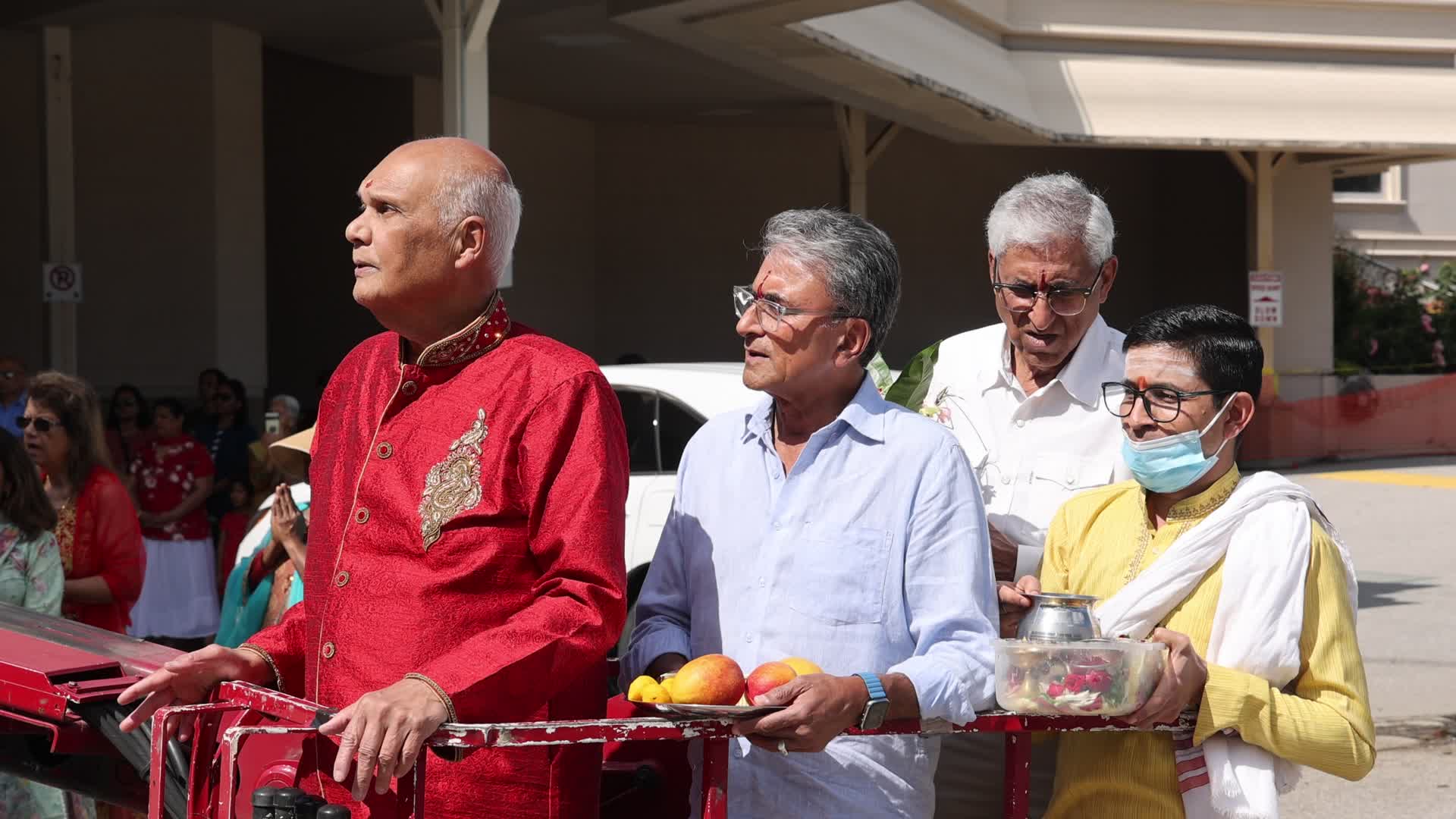 Pooja and grand abhishekam to celebrate the 8th anniversary of the installation of the 50-foot tall statue of Lord Hanuman