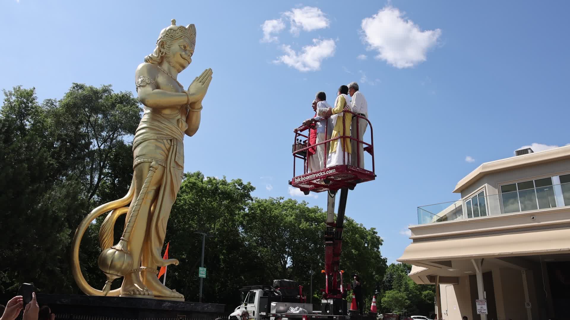 Pooja and grand abhishekam to celebrate the 8th anniversary of the installation of the 50-foot tall statue of Lord Hanuman