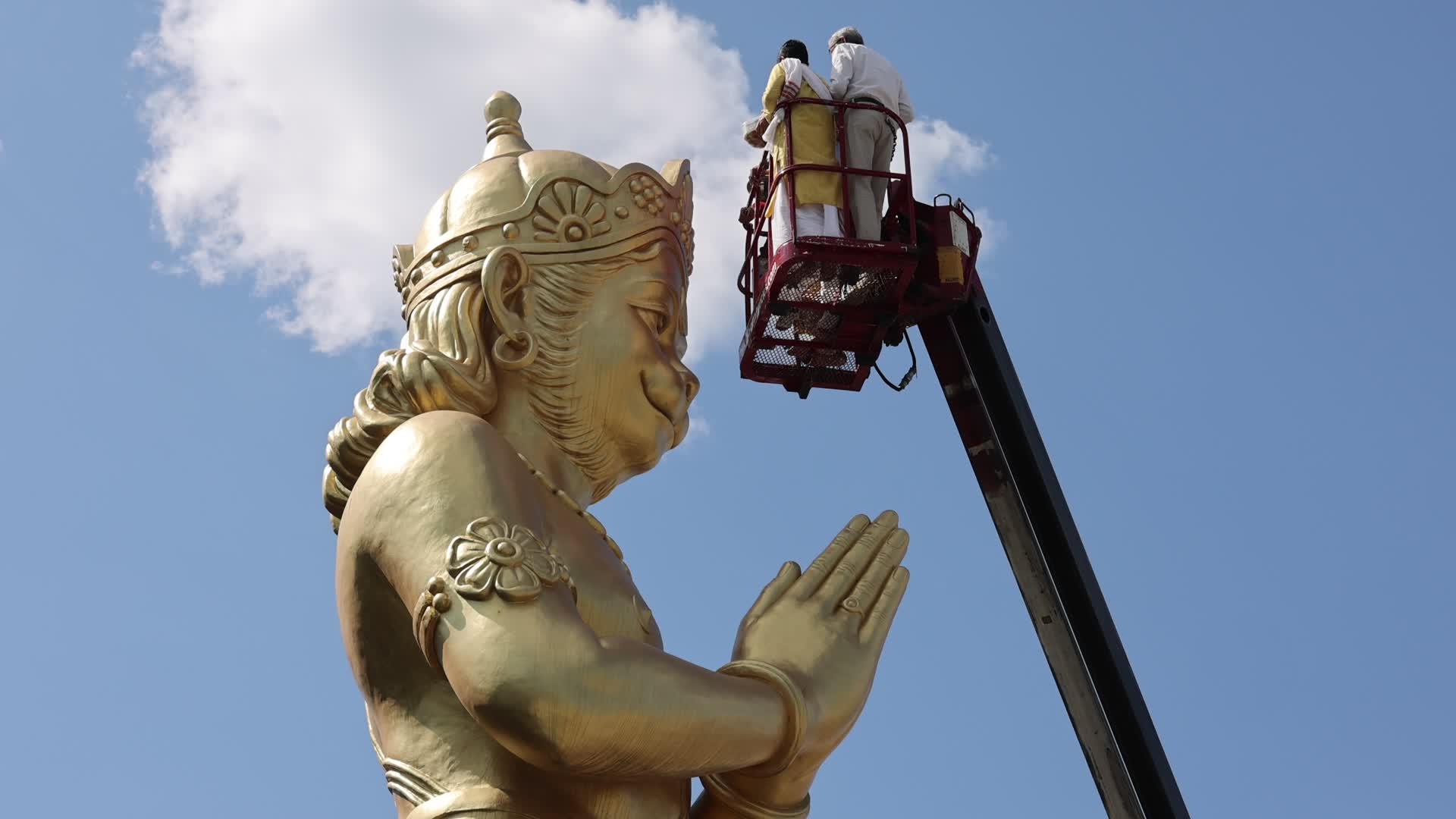 Pooja and grand abhishekam to celebrate the 8th anniversary of the installation of the 50-foot tall statue of Lord Hanuman