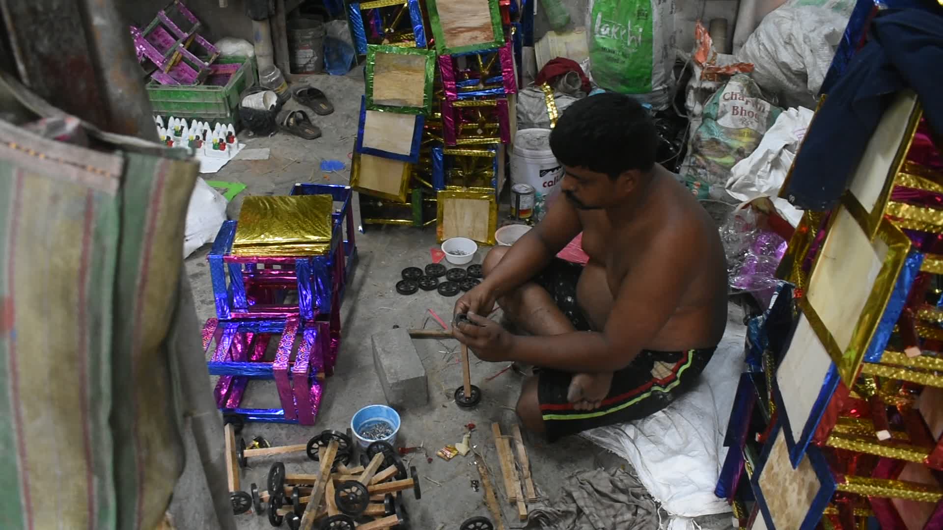 Preparation for Raath Yatra festival in India.