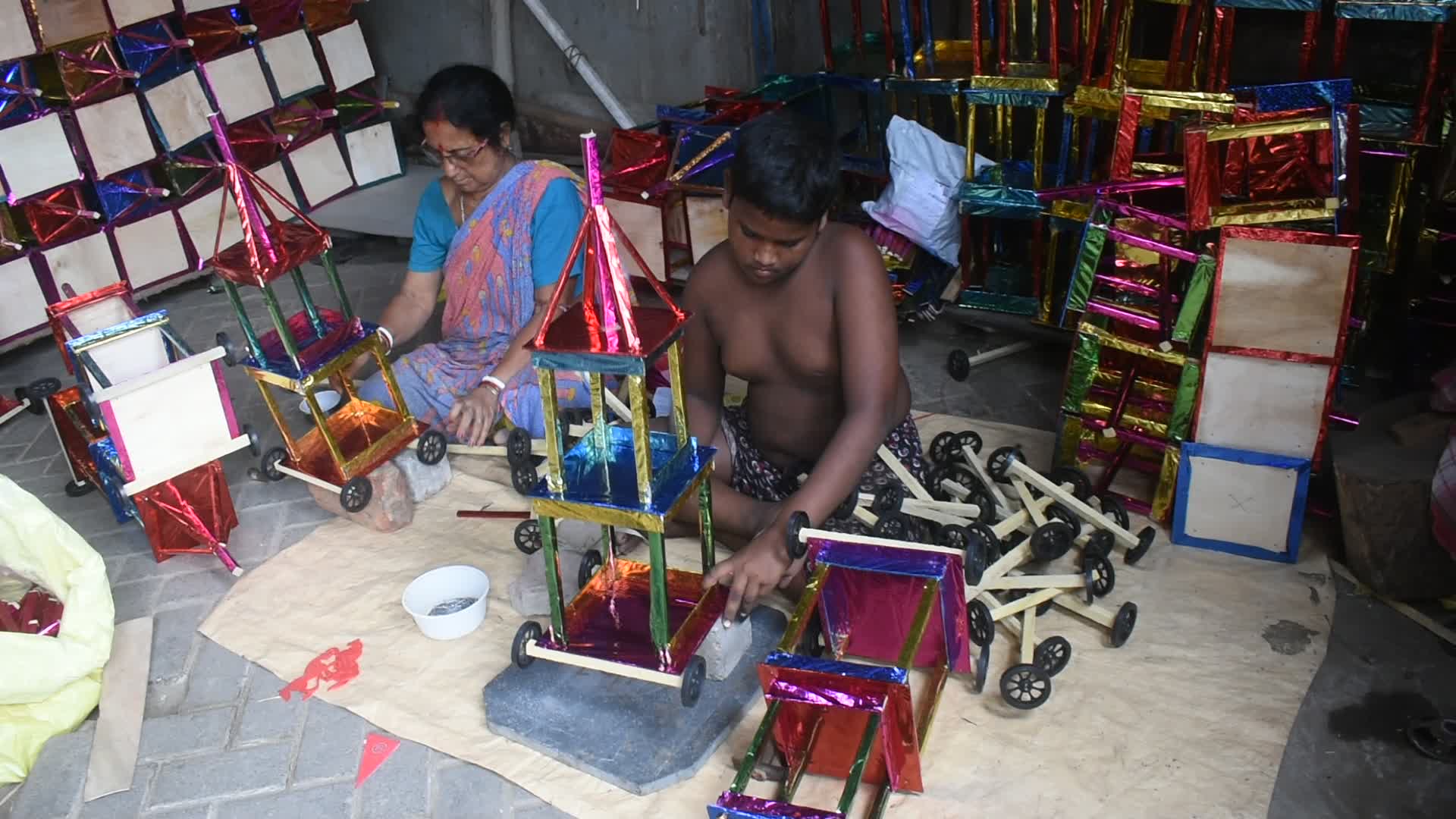 Preparation for Raath Yatra festival in India.
