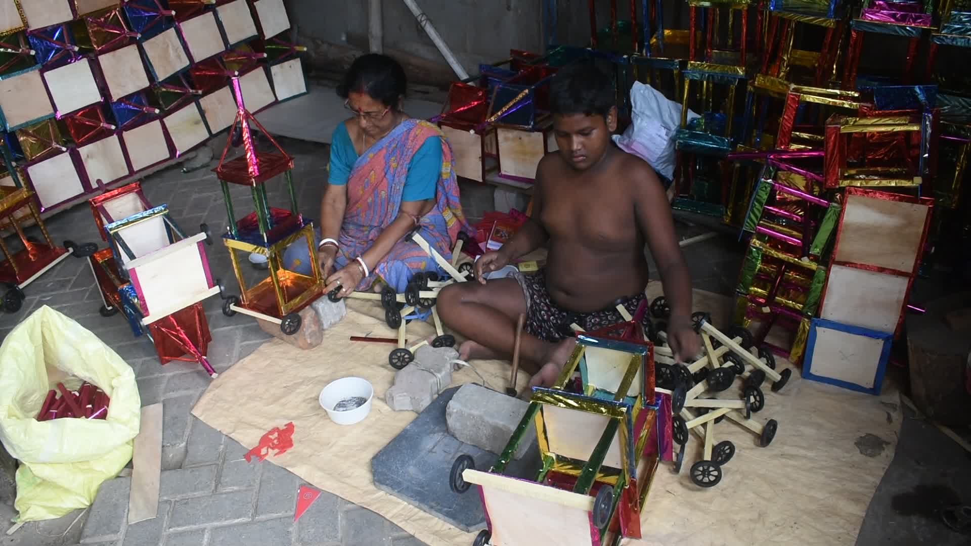 Preparation for Raath Yatra festival in India.