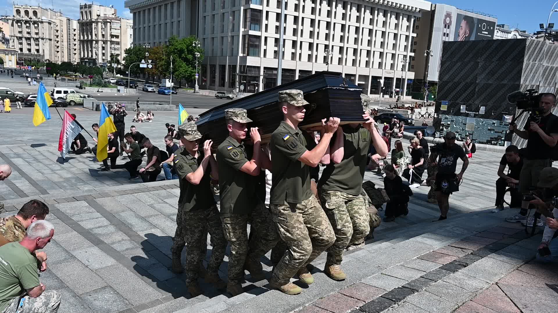 Funeral Ceremony For British Volunteer And Combat Medic Peter Fouche In Kyiv, Amid Russia's Invasion Of Ukraine.