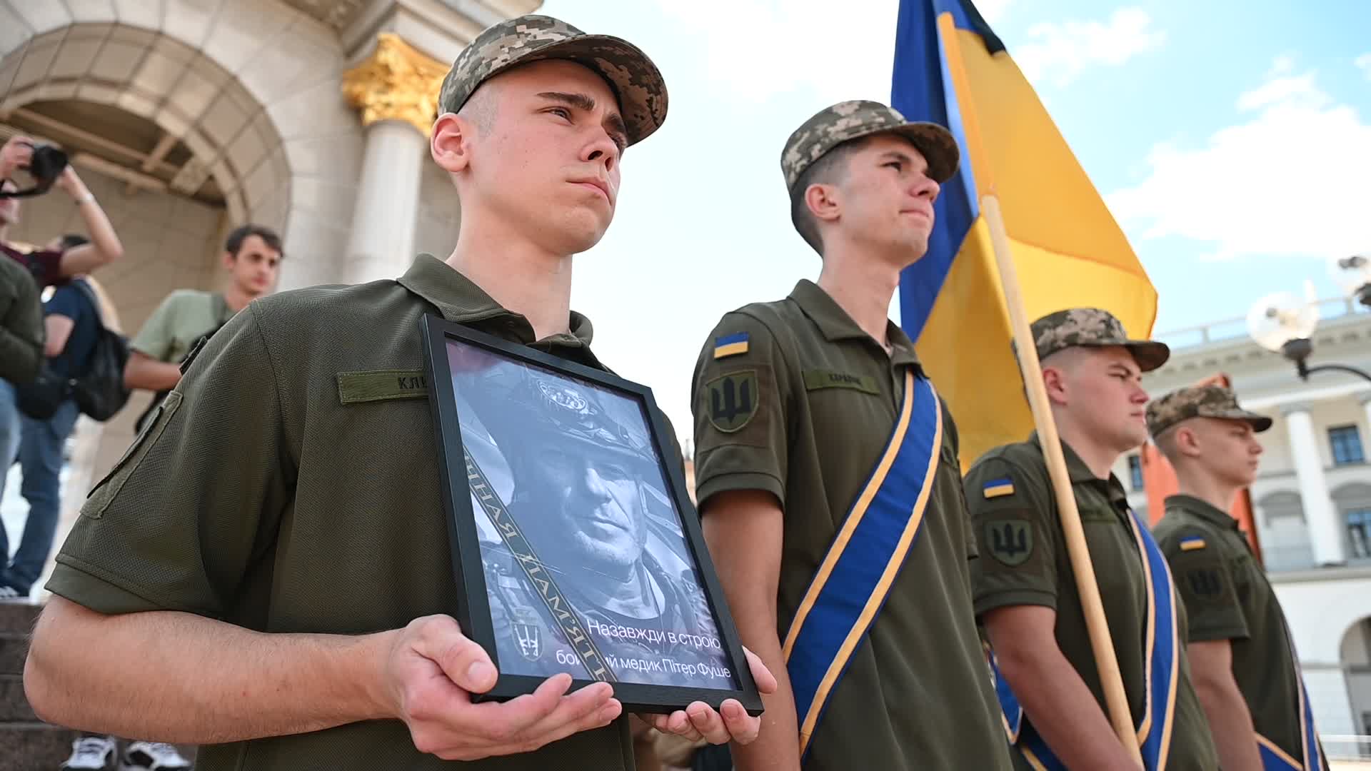Funeral Ceremony For British Volunteer And Combat Medic Peter Fouche In Kyiv, Amid Russia's Invasion Of Ukraine.