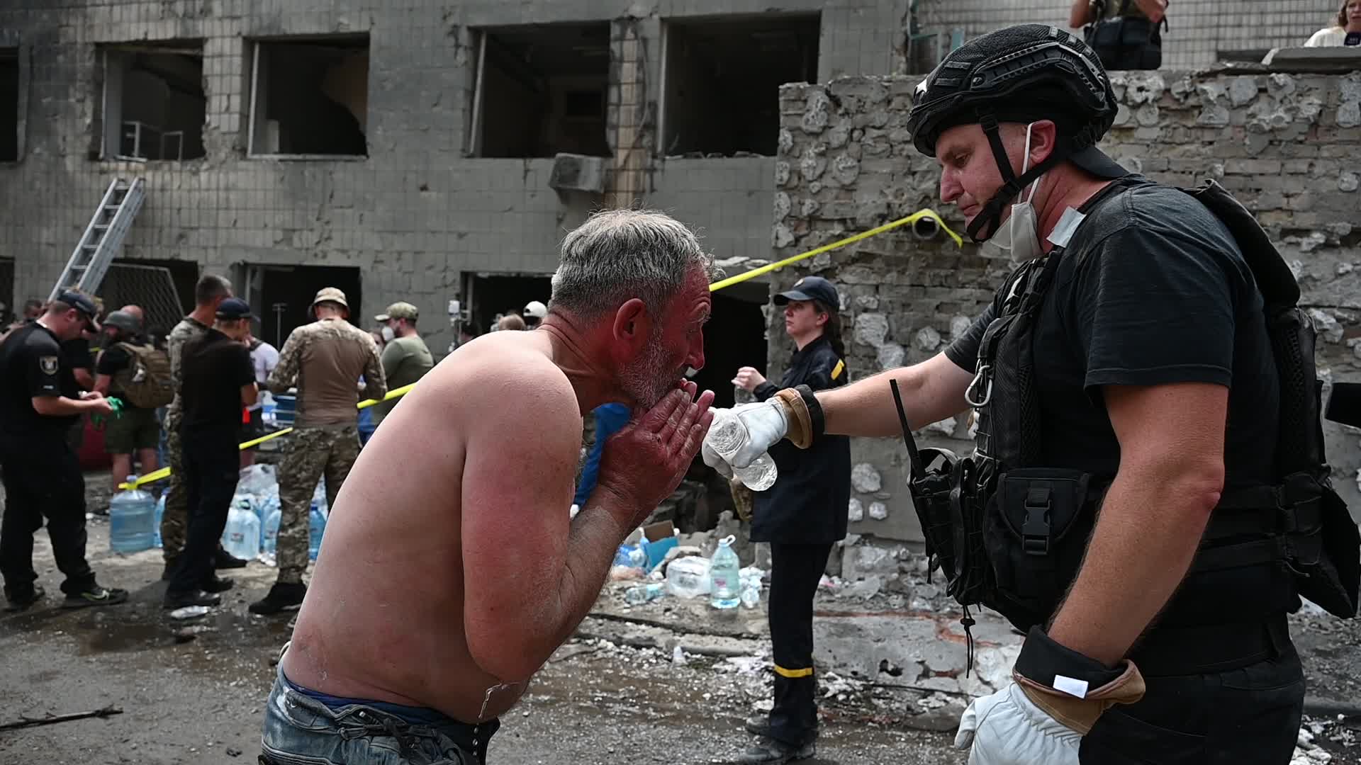 A children’s hospital damaged by Russian missiles in Kyiv, amid Russia's invasion of Ukraine.