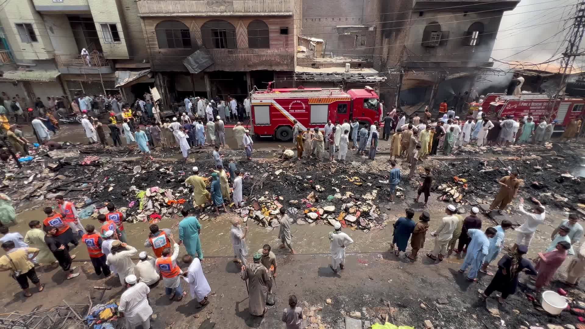 Fire at a market in Peshawar