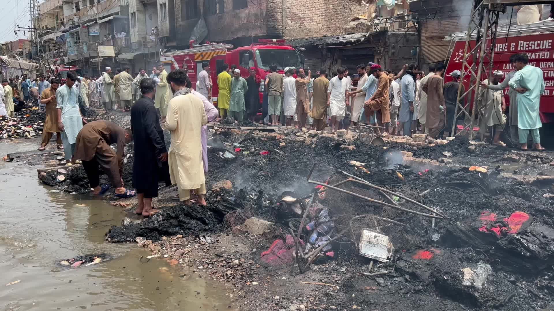 Fire at a market in Peshawar
