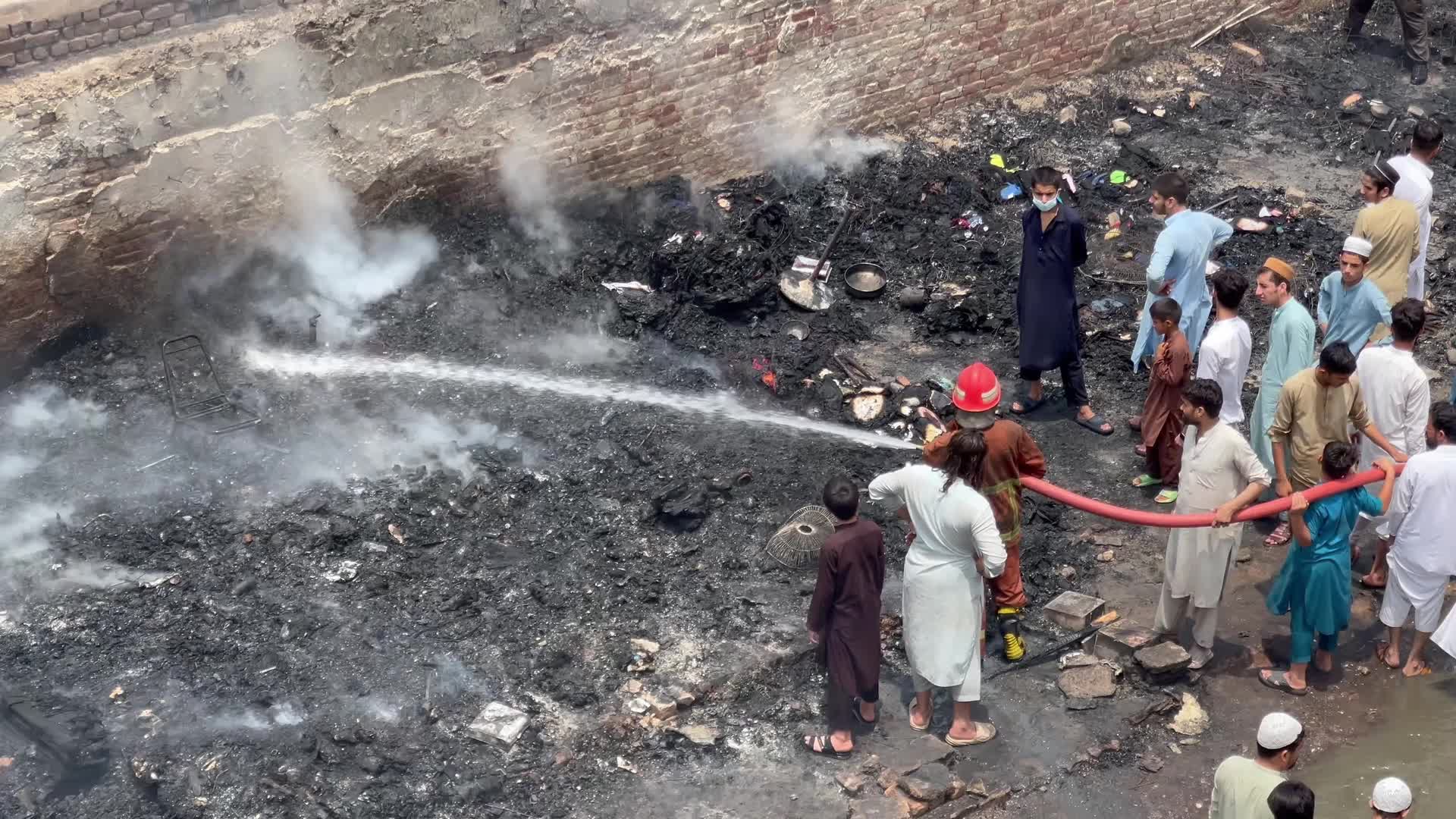 Fire at a market in Peshawar