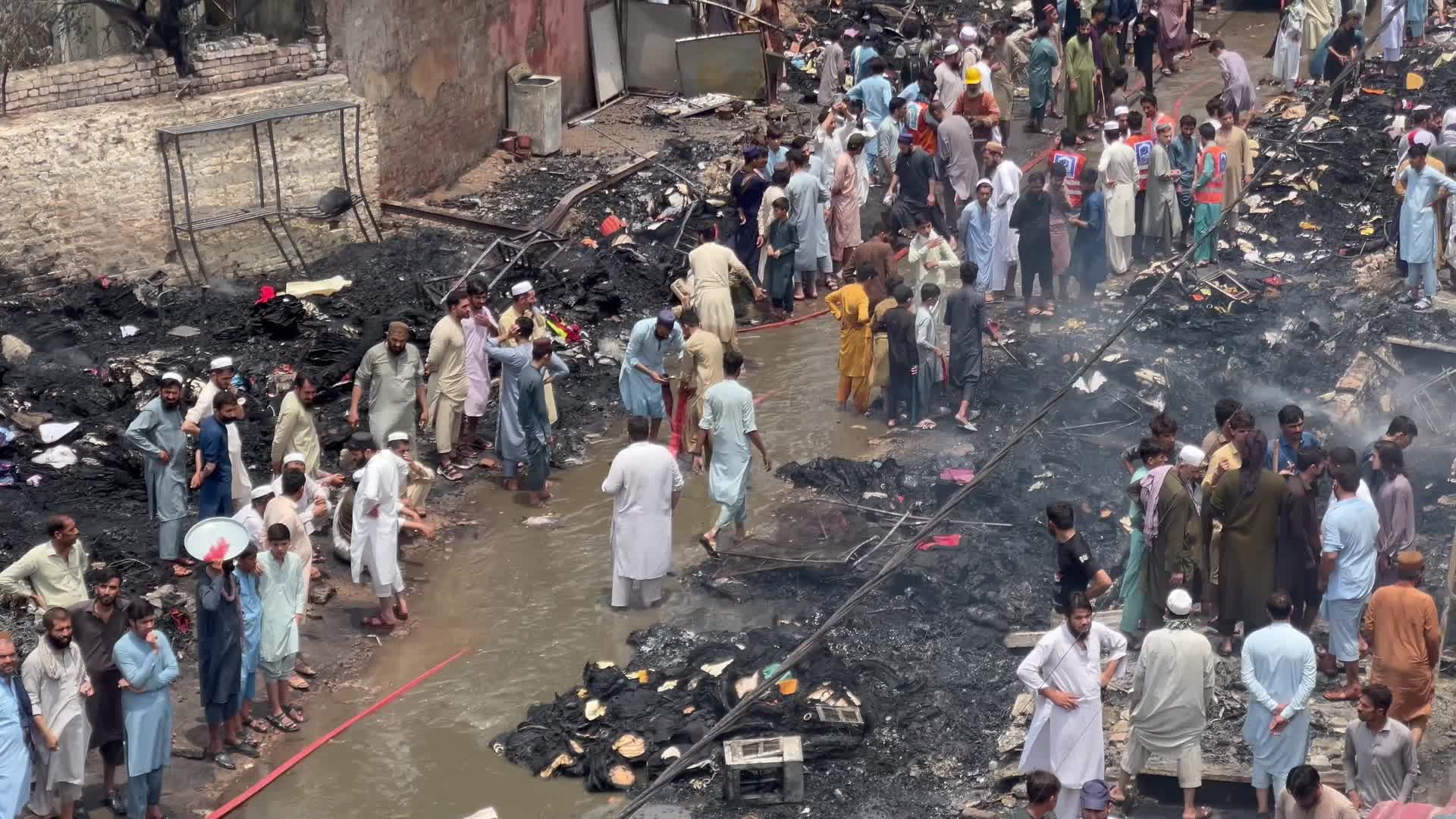 Fire at a market in Peshawar