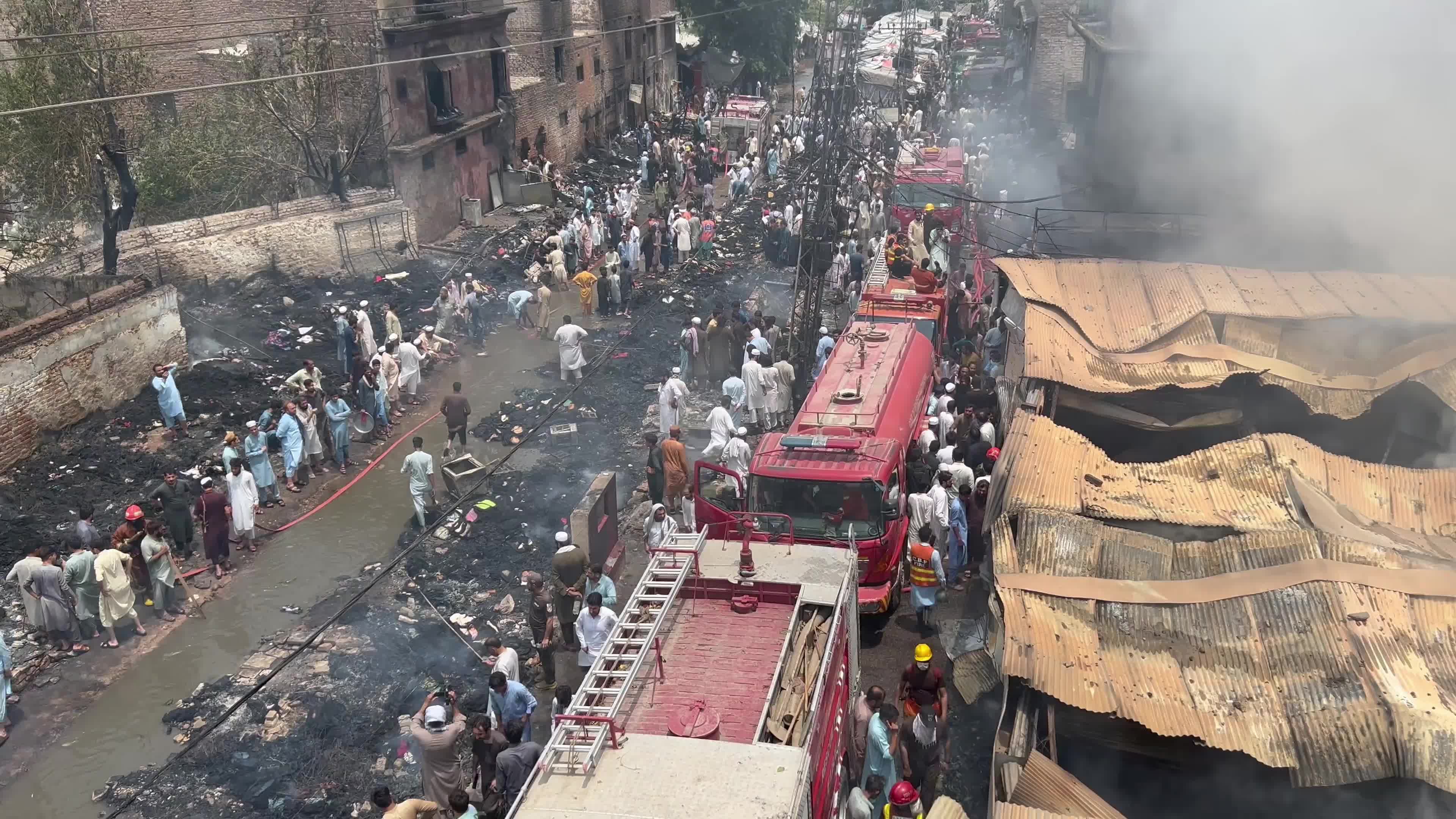 Fire at a market in Peshawar