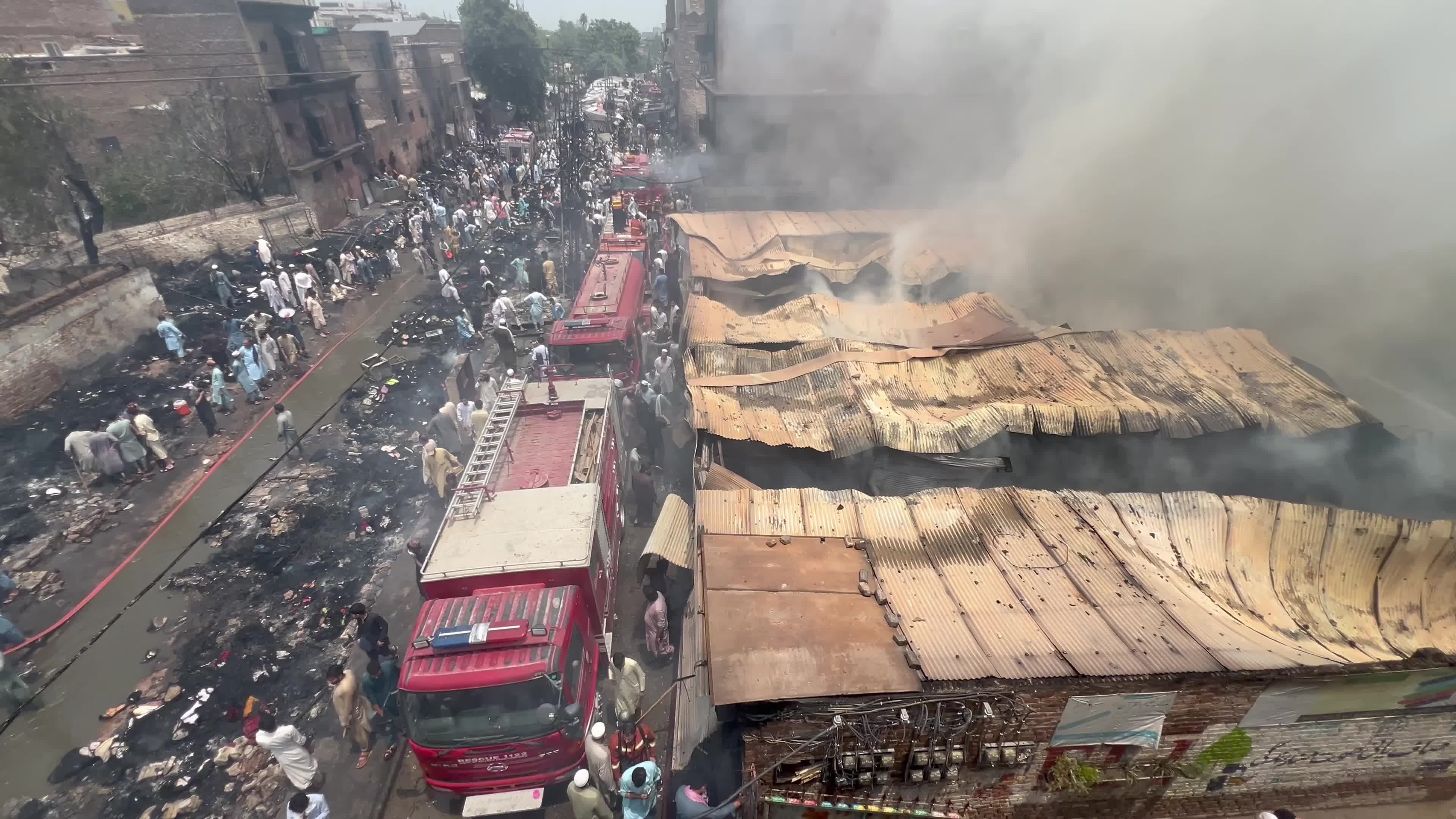 Fire at a market in Peshawar