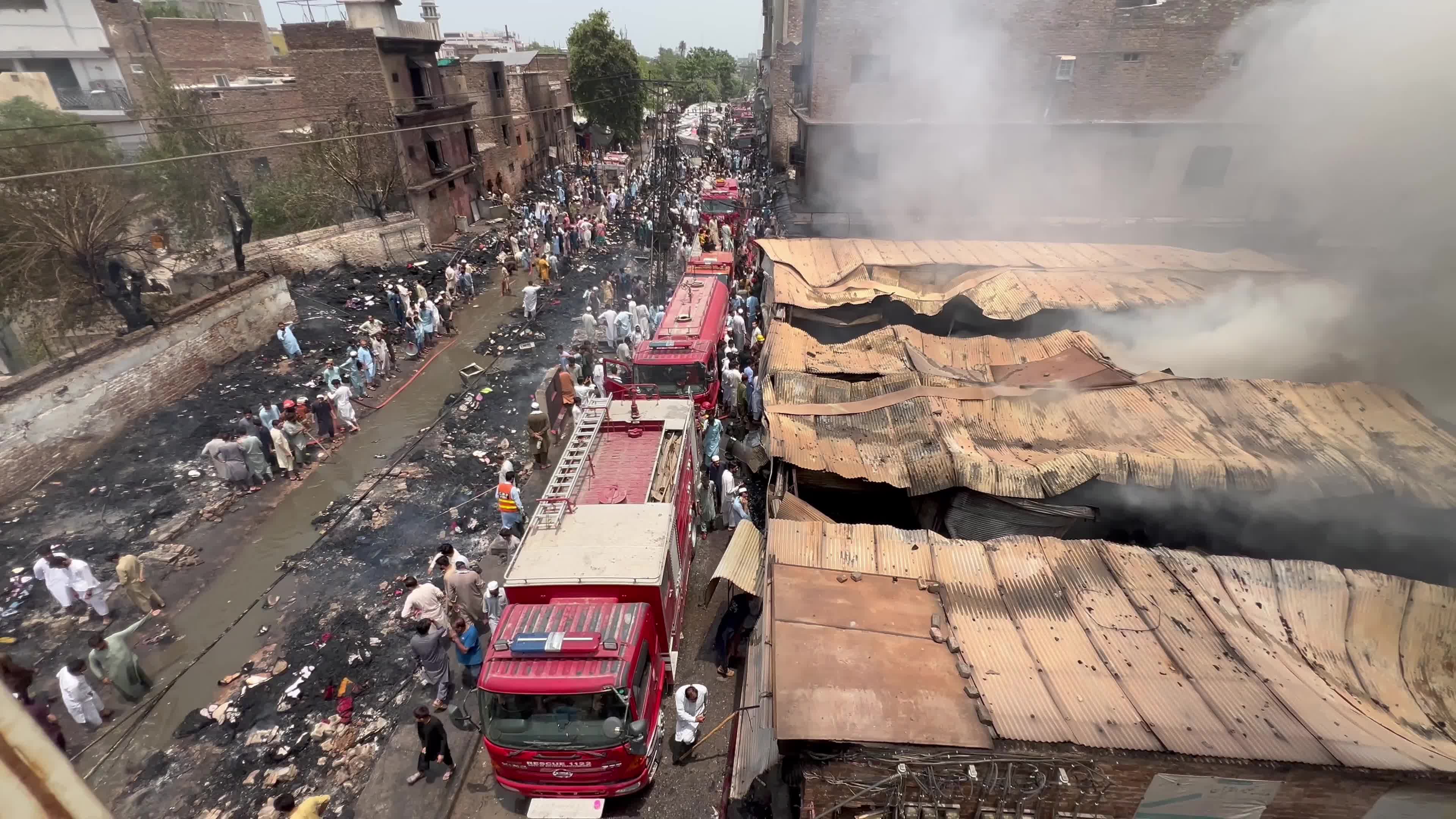 Fire at a market in Peshawar