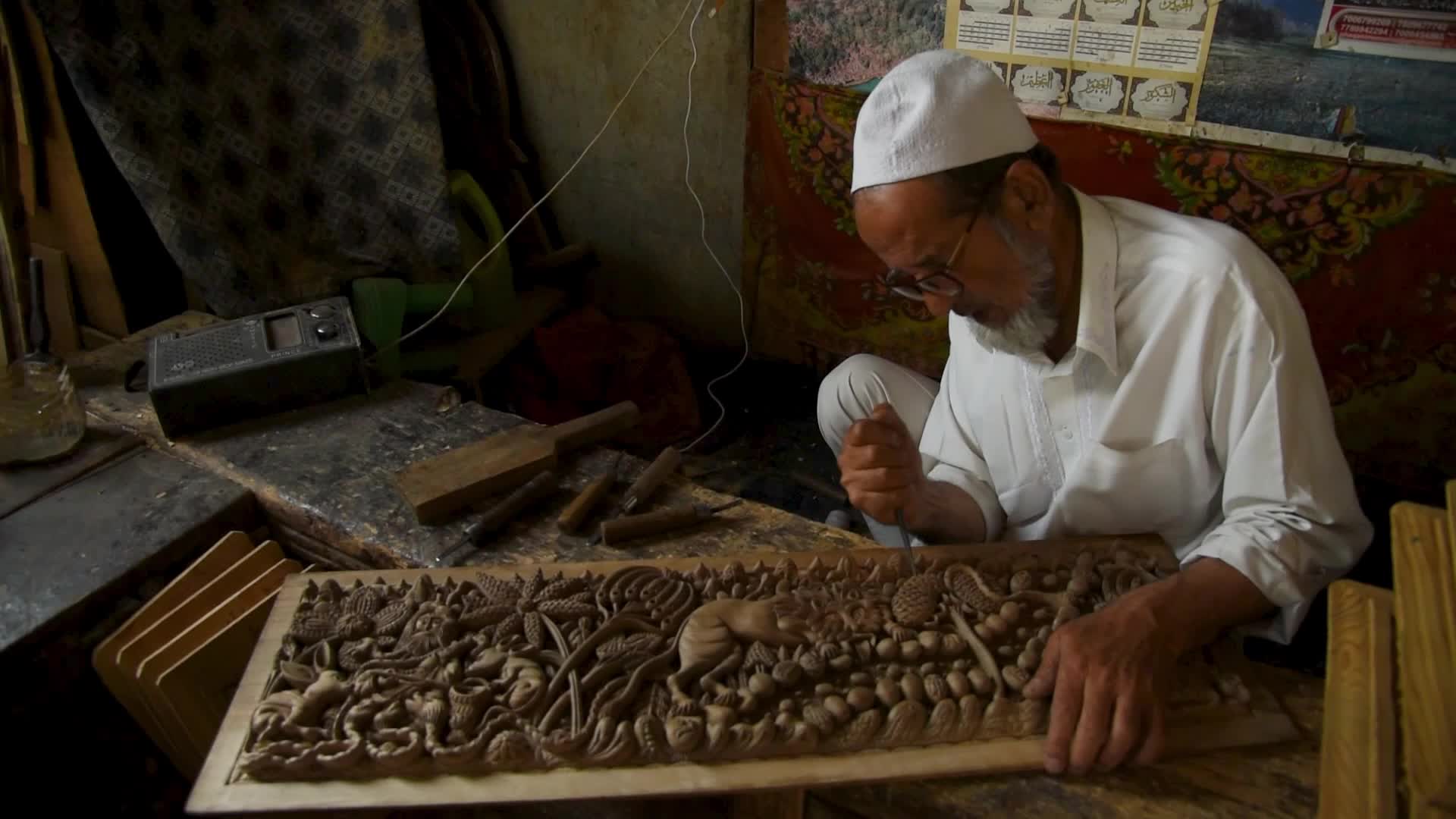 Woodcarving in Srinagar, India